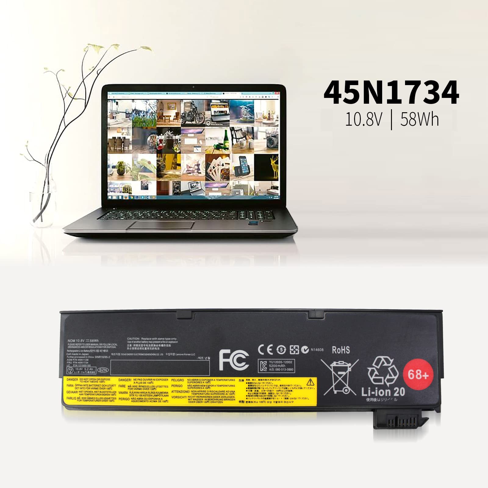 Shyarweyy Laptop Battery 58Wh 10.8V for Lenovo ThinkPad X240 T440 T450 T460 T550 X250 X260 X270 0C52861