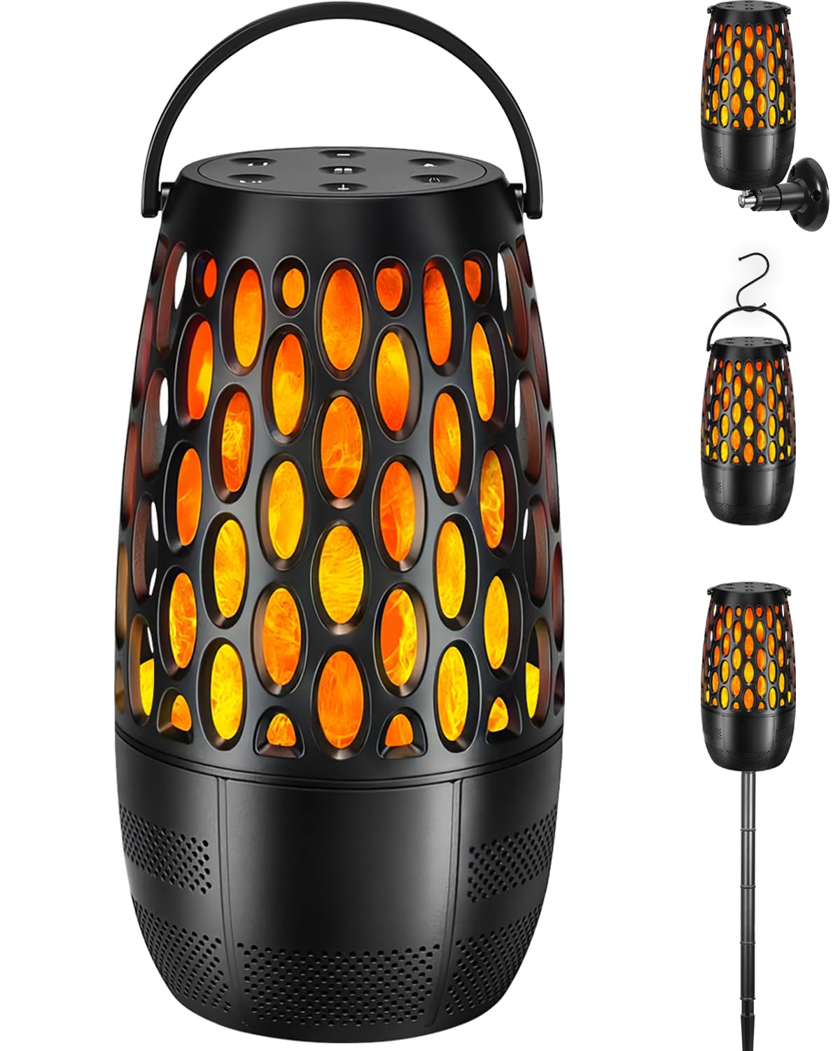 Upgraded Outdoor Bluetooth Speakers Waterproof, Outdoor Speakers with Light, Multi-Speaker Auto-Sync Up to 100 Speakers, HD Surr