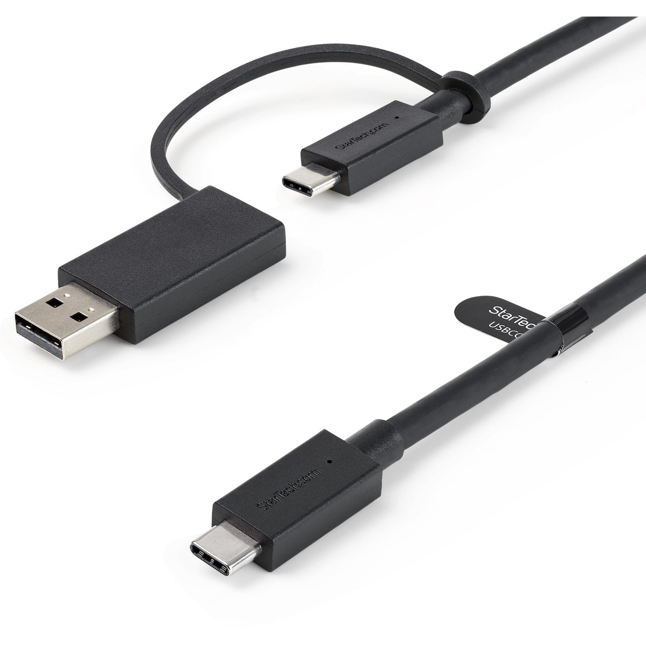 StarTech.com 3ft (1m) USB-C Cable with USB-A Adapter Dongle - Hybrid 2-in-1 USB C Cable w/USB-A - USB-C to USB-C (10Gbps/100W PD