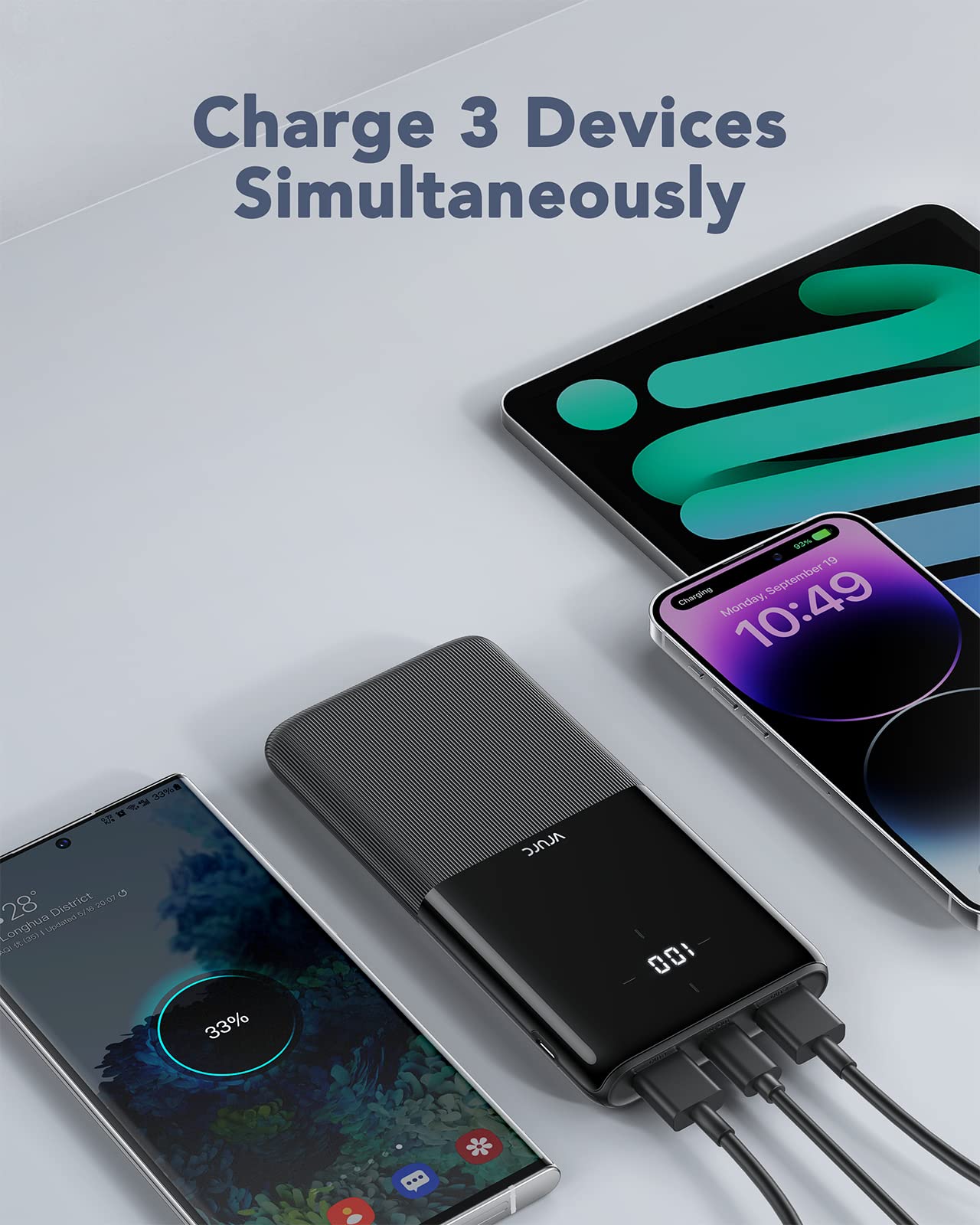 Vrurc 2-Pack 10,000Mah Portable Charger Fast Charging Power Bank With Usb C & Led Display, Slim Battery Pack For Iphone 16 15 14