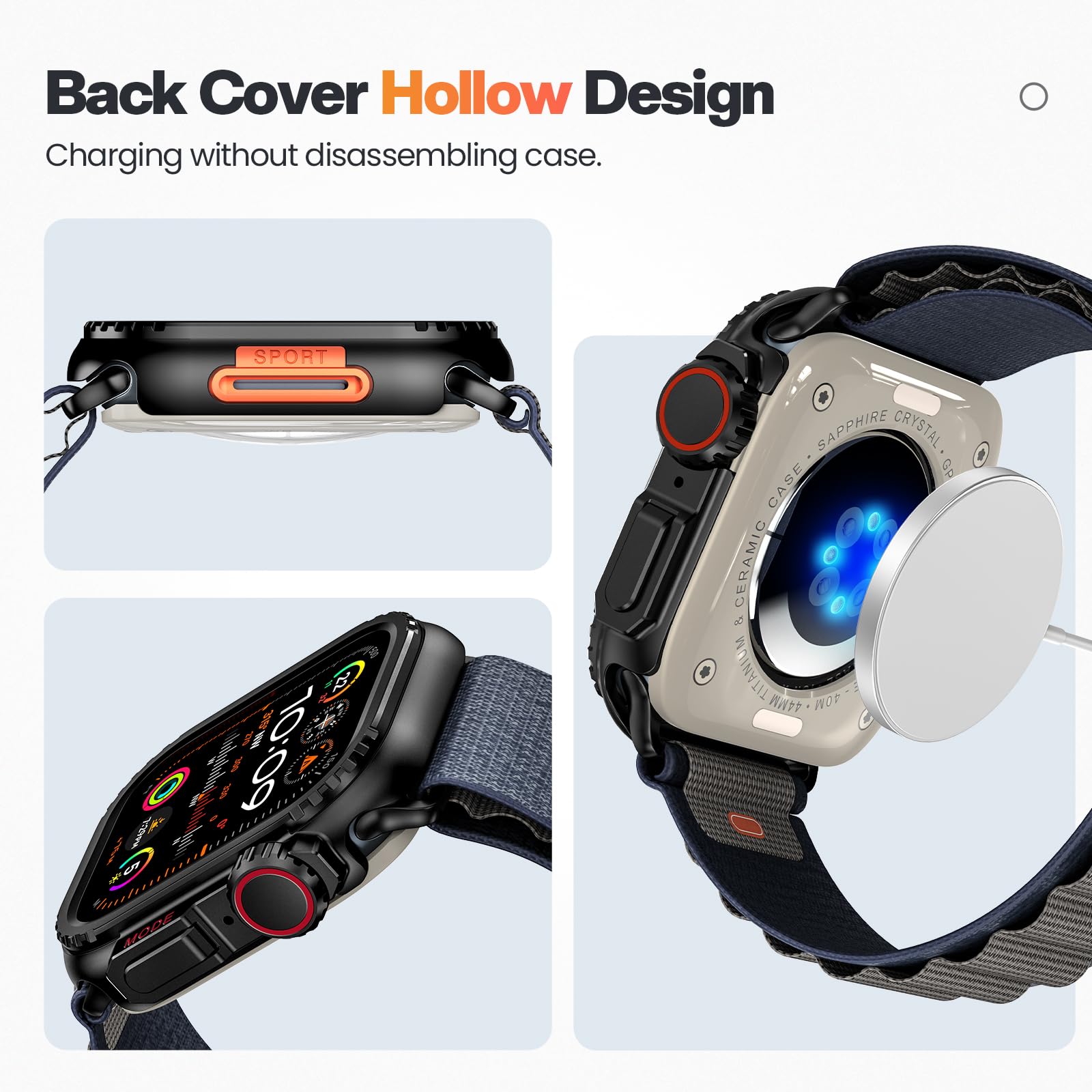 Goton Metal Bumper Case For Apple Watch Series 9 8 7 45Mm Protector, [Turn 45Mm Into Ultra Seamlessly] Rugged Bumper With Back C