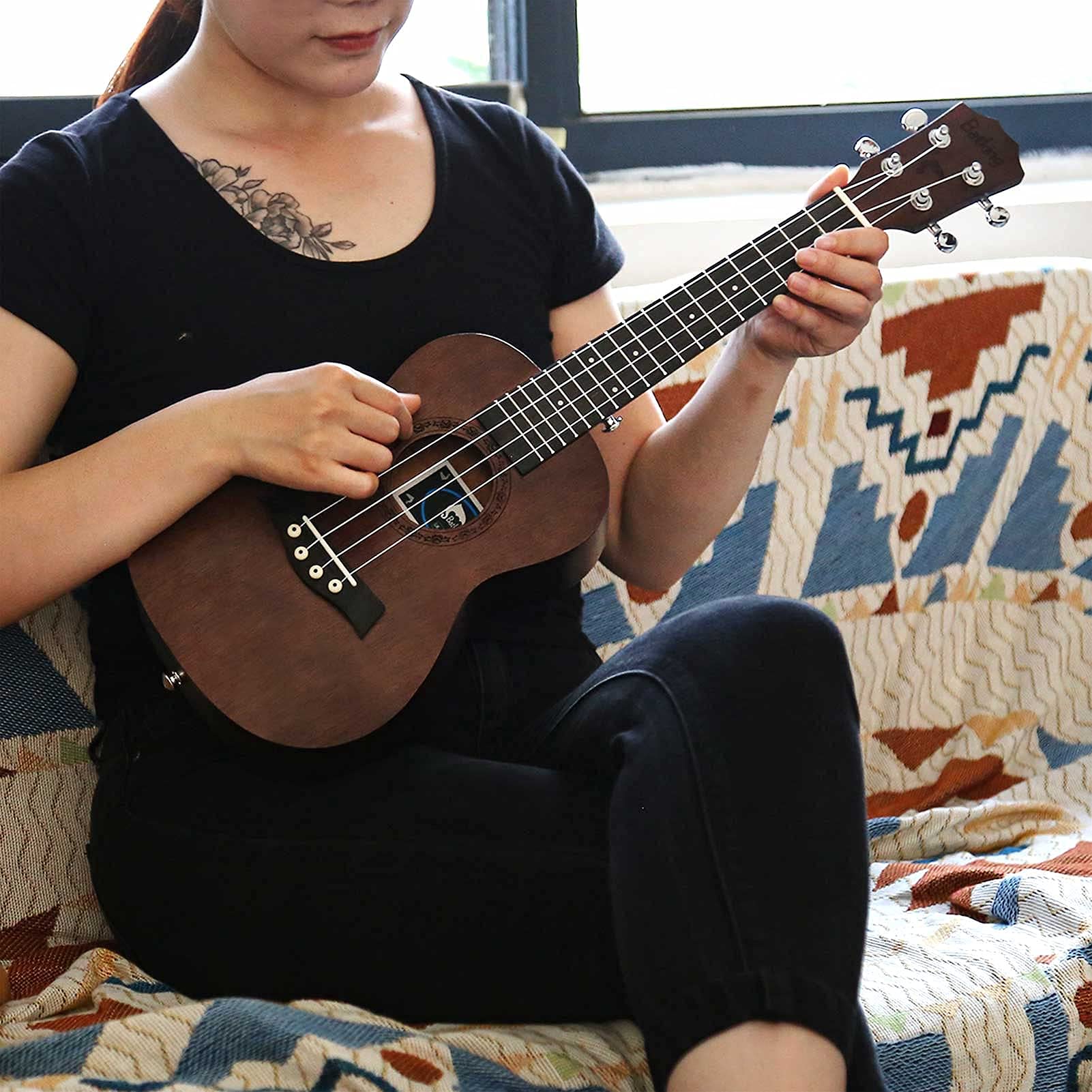 Tenor Ukelele Ukulele Solid Top Mahogany 26 Inch With Ukulele Accessories With Gig Bag,Strap,Nylon String,Trigger Capo,Picks