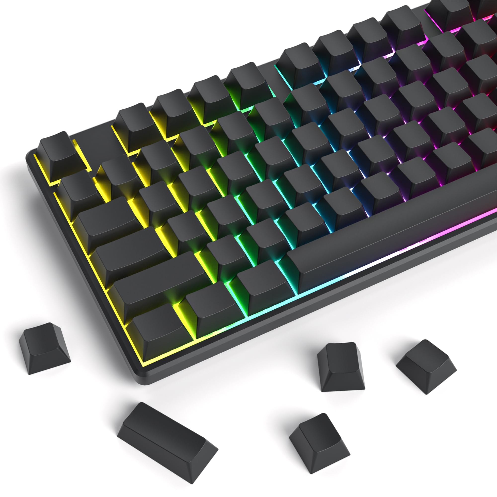 Fogruaden Blank Keycaps, Thick Pbt Keycaps, Cherry Profile, Minimalist Grey Black Keycaps, 129 Keycaps Set With 7U Spacebar, Cus