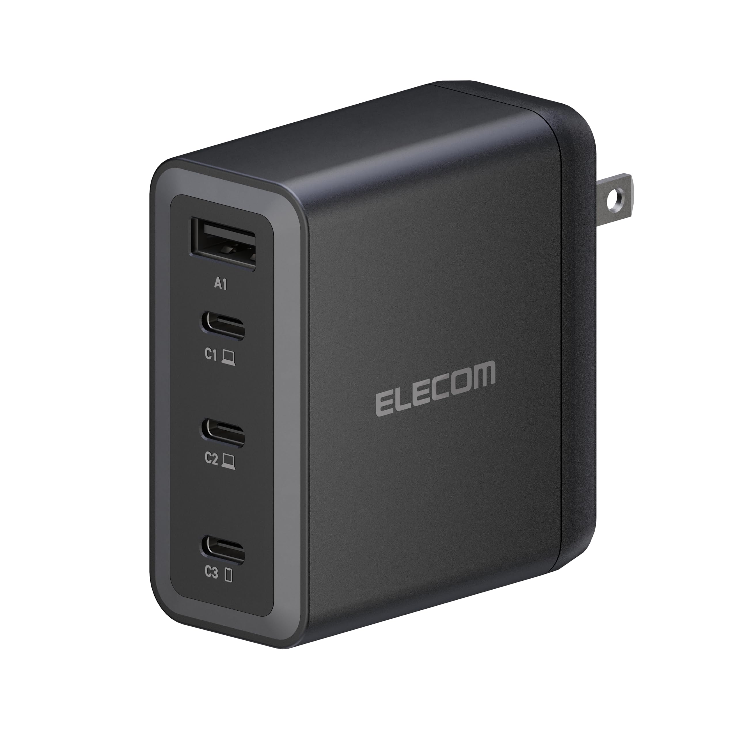 Elecom 150W Usb C Wall Charger Block, 4 Multi Port Gan Ii Smart Pd, Ultra-Fast Charging, Compact Power Adapter For Multiple Devi