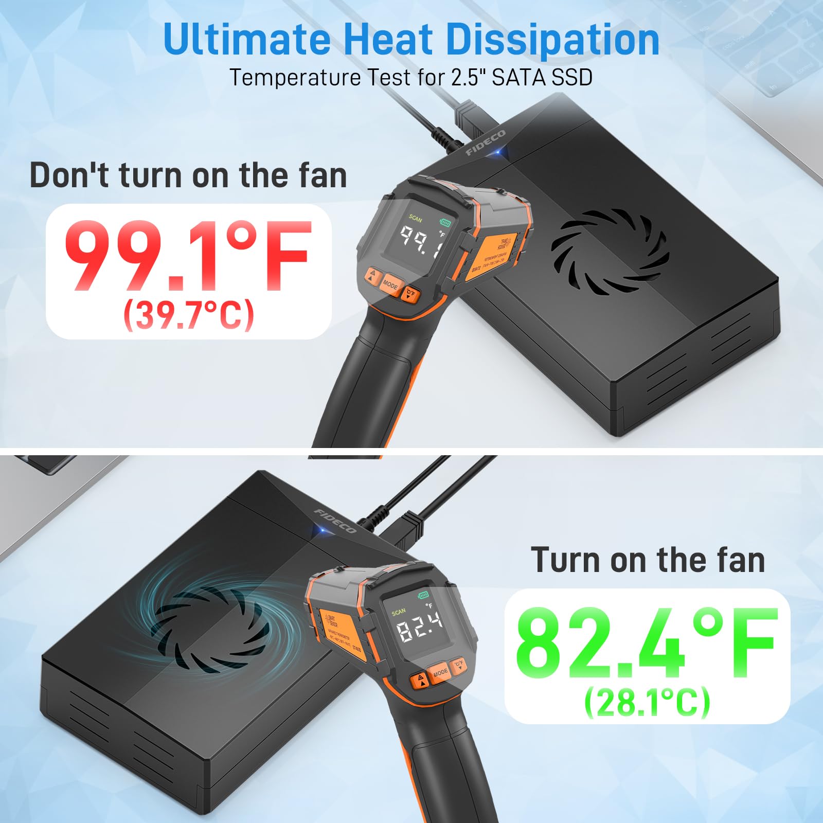 Fideco Hard Drive Enclosure, Usb 3.0 To Sata Hard Drive Docking Station For 3.5 Or 2.5 Inch Sata Hdd Ssd With Cooling Fan, 12V P