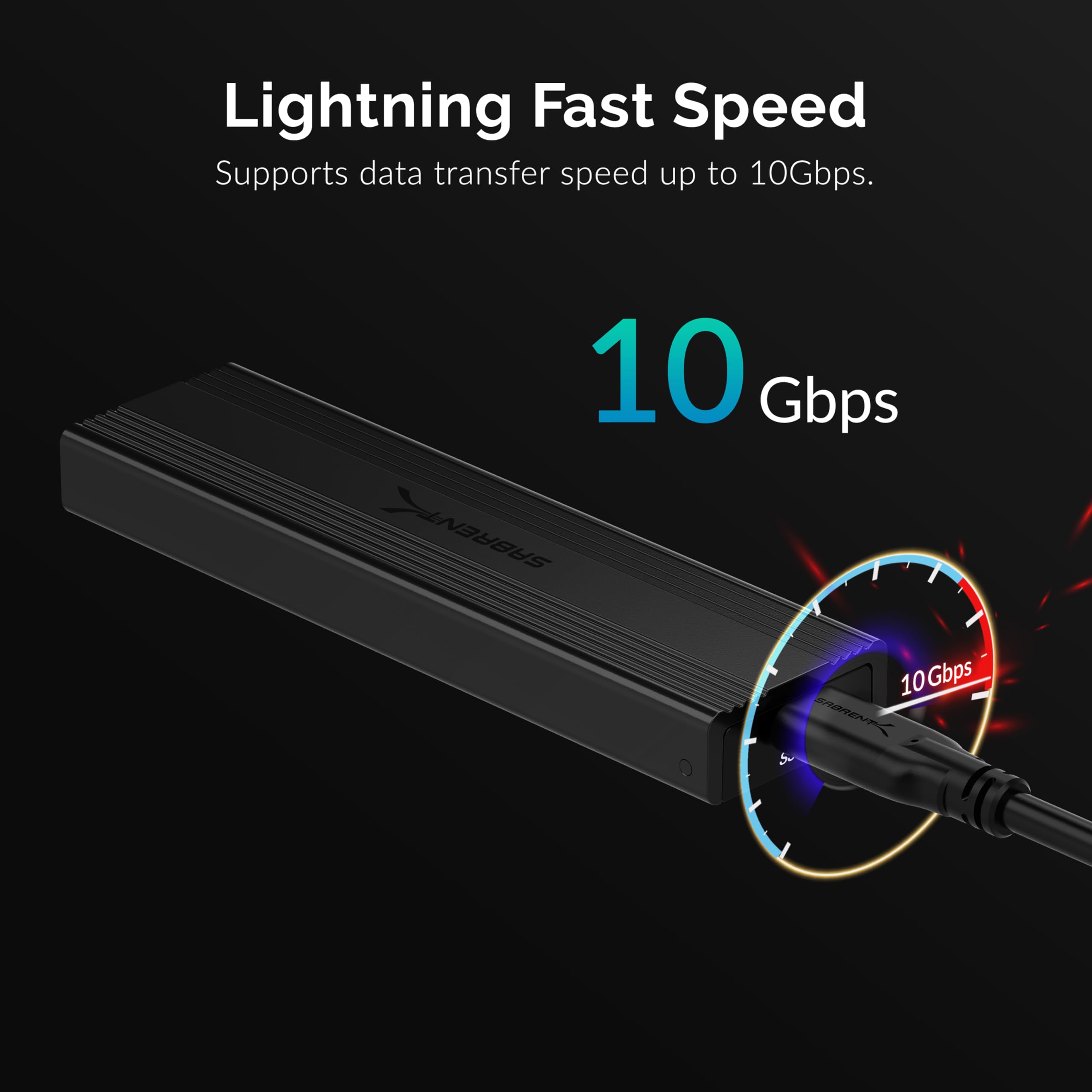 Sabrent Usb 3.2 10Gbps Type C Tool Free Enclosure For M.2 Pcie Nvme And Sata Ssds (Ec Snve)