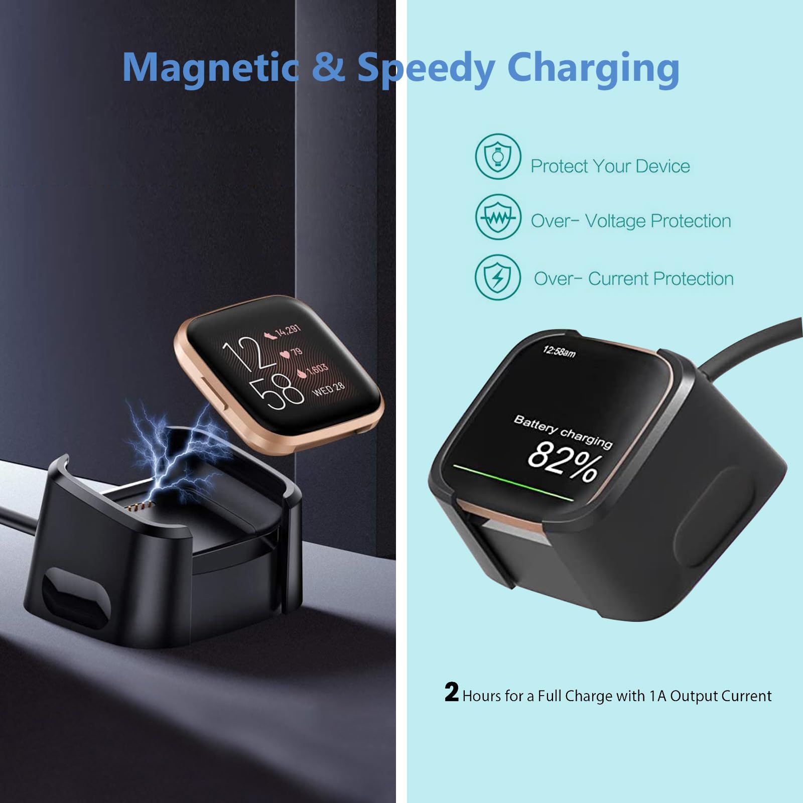 Wzhenb Fast Wall Charger For Fitbit Versa 2 (Only) Replacement Usb Charging Cable Cord For Fitbit Versa 2 Watch Charger Dock Usb