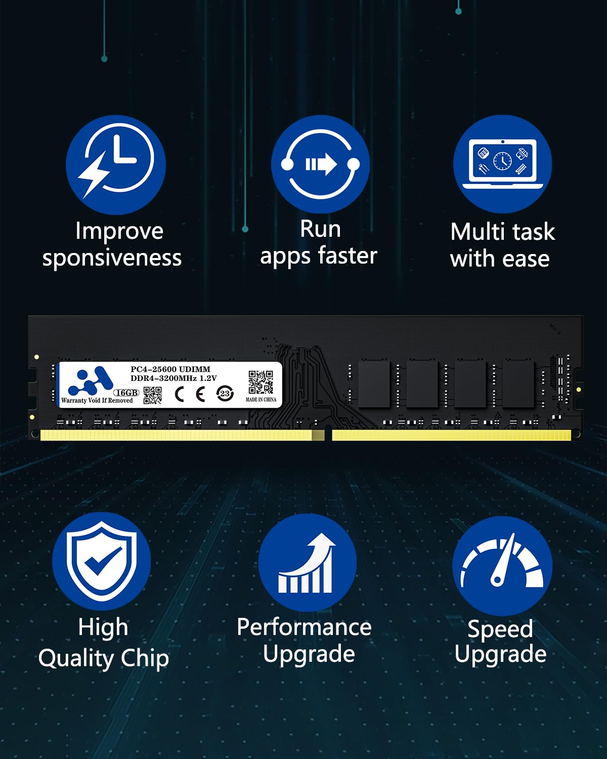 Arshray Ram Ddr4 16Gb 3200Mhz, Pc4 25600 Cl22 288Pin Desktop Memory 1.2V Non Ecc Unbuffered Intel Amd Compatible Dimm Computer P