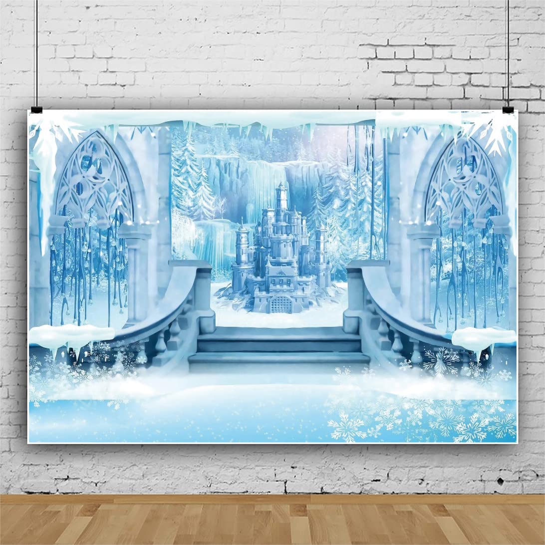 7X5Ft Winter Castle Photography Backdrop Winter Wonderland Castle Backdrops Ice Castle Snowflake Photography Banner Winter Party