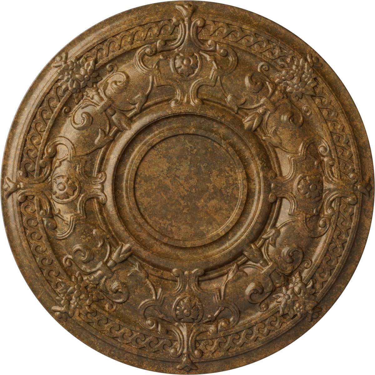 Ekena Millwork Cm33Darzs Dauphine Ceiling Medallion, 33 7/8''Od X 1 3/8''P (Fits Canopies Up To 13 1/4''), Hand Painted Rubbed B