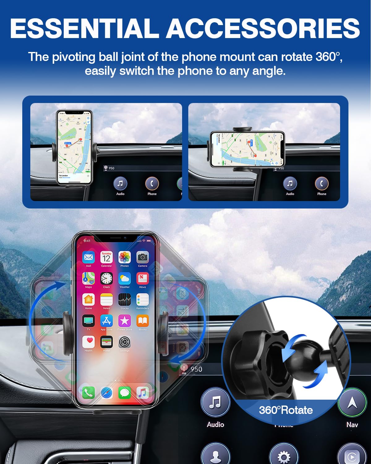 Autorder Car Phone Holder For 2021-2024 Chevrolet Chevy Suburban Tahoe/Gmc Yukon Accessories Phone Mount 10.2-Inch Screen Cell P