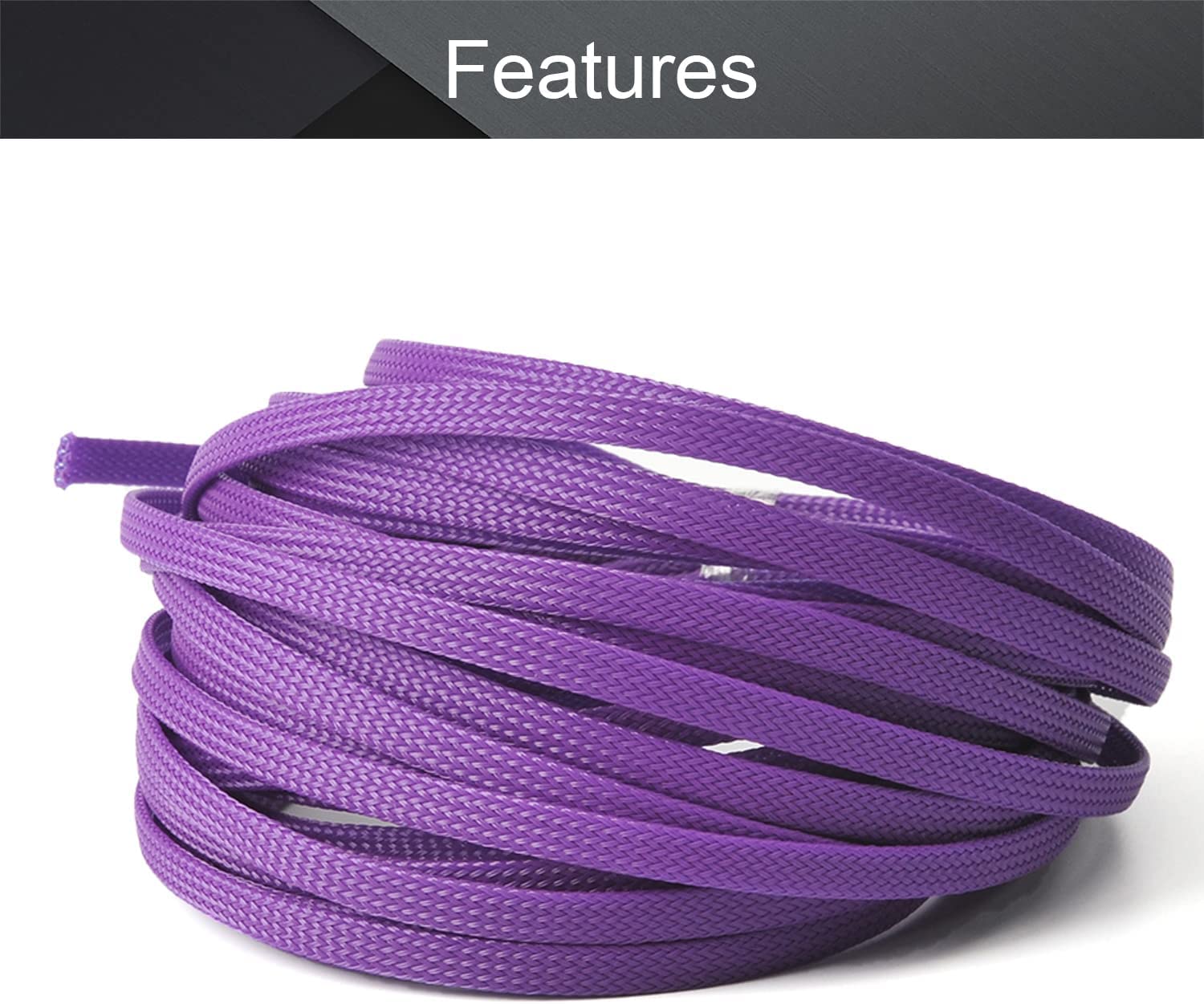 Hegebeck 32Ft   1/4 Pet Expandable Braided Sleeving, Wire Loom Tubing Cable Sleeve For Tv, Computer, Home Theater, Usb Cable, Po