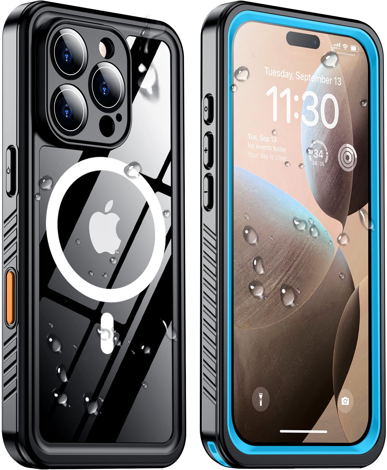 Temdan Magnetic For Iphone 16 Pro Max Case Waterproof,Built In Screen Protector[Ip68 Underwater][Upgrade Military Dropproof][Com