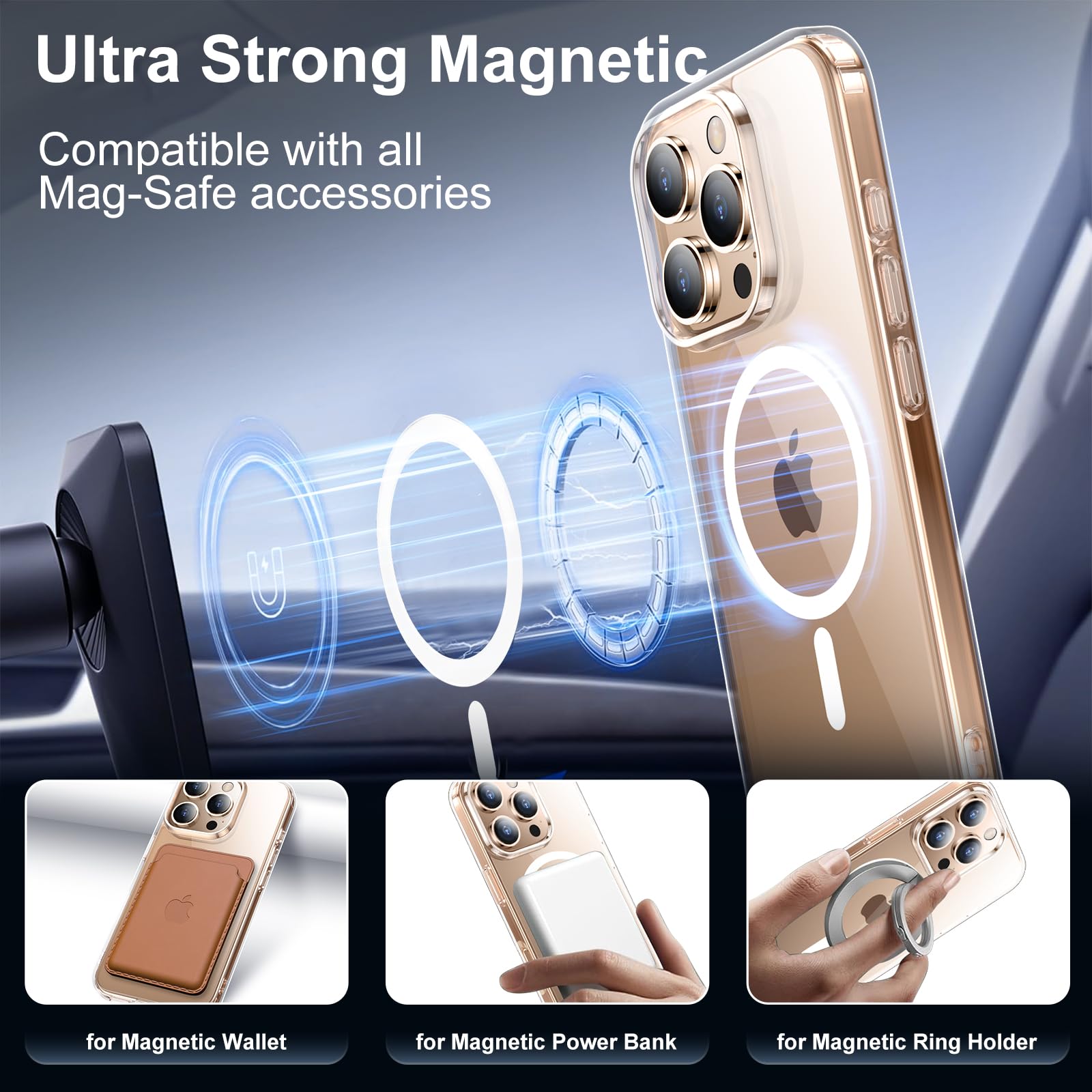 Red2Fire Magnetic For Iphone 16 Pro Max Case Clear, [Compatible With Magsafe][Anti Yellowing][Military Grade Protection] Slim Sh