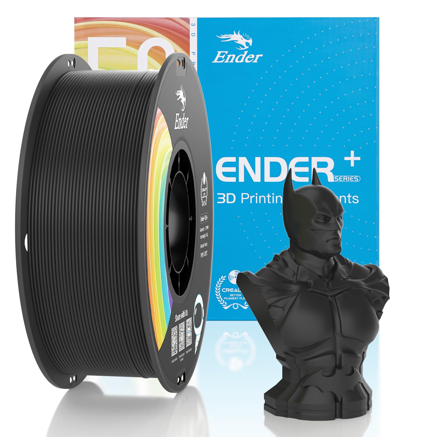 Official Creality PLA Filament Pro Black, 1.75mm 3D Printer Filament, Ender PLA + (Plus) Printing Filament, 1kg Spool (2.2lbs), 