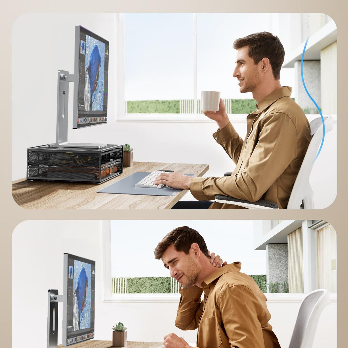 Huanuo 2 Tier Monitor Stand, Metal Monitor Riser With Drawer, Desk Org ...
