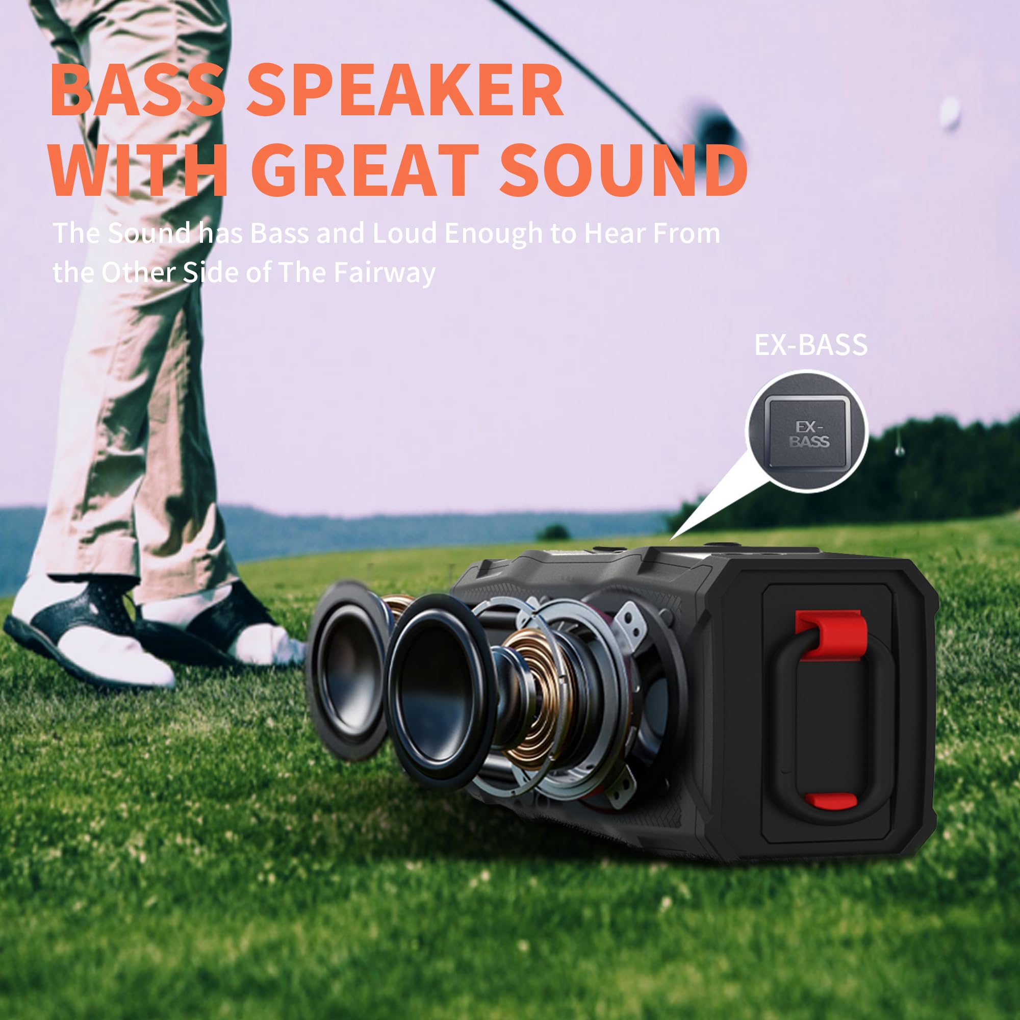 Magolfin Golf Cart Speaker, 36H Playtime Magnetic Bluetooth Speaker For Golf Cart, 30W Loud Stereo Sound Ipx7 Golf Speaker With