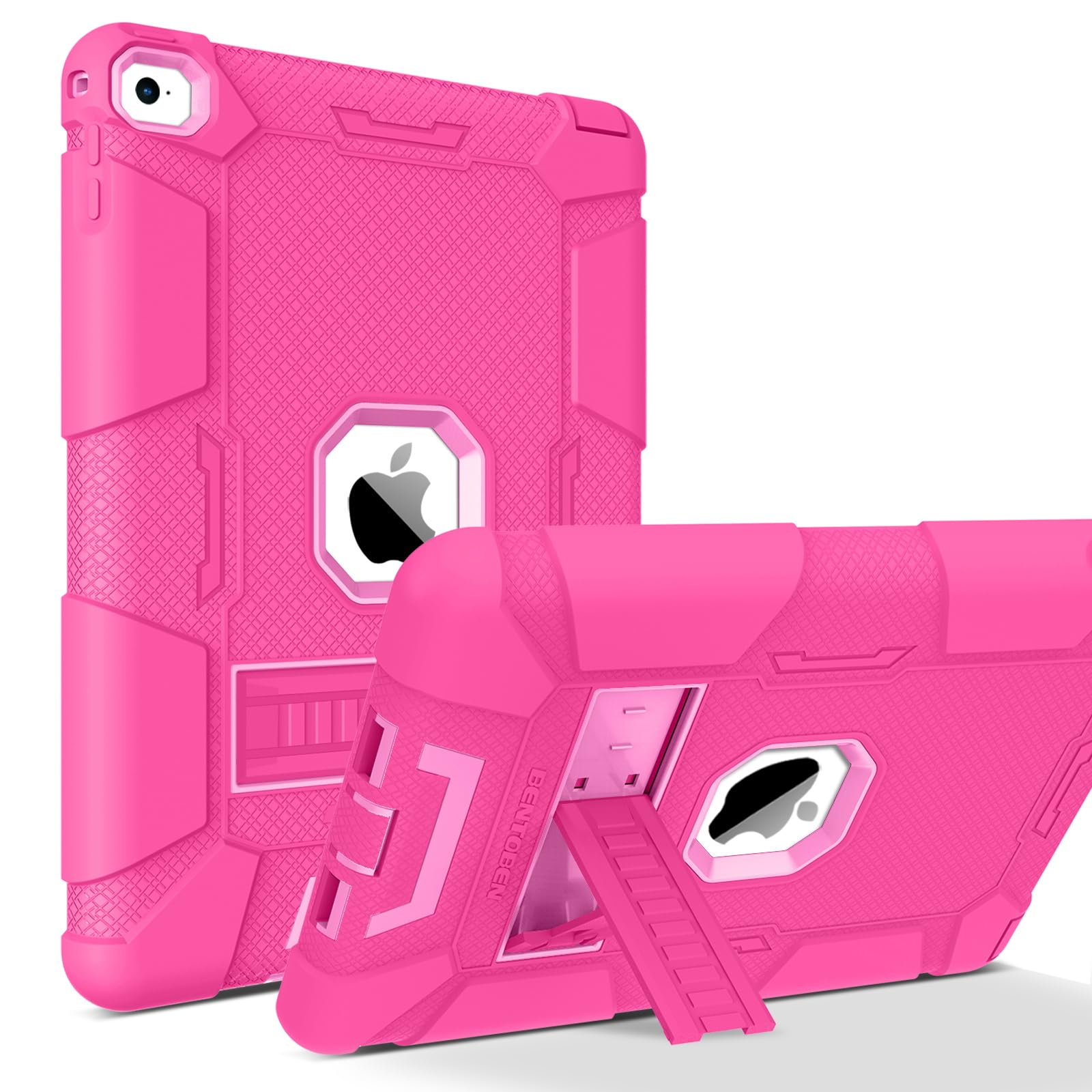 Bentoben Ipad Air 2 Case, Hybrid Shockproof With Kickstand, Hot Pink