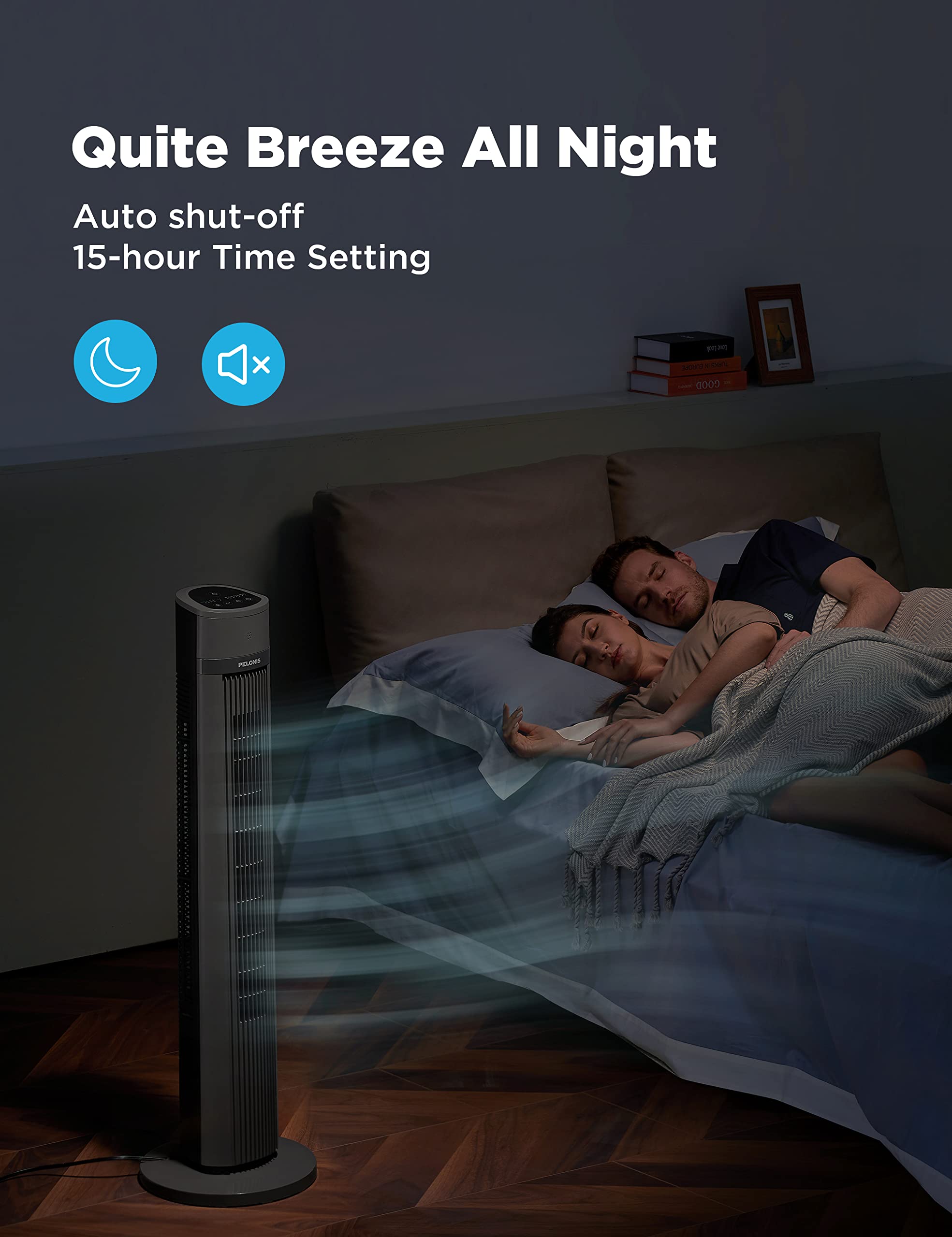 Pelonis 40''Oscillating Tower Fan | Remote Control | Quiet Stand Up | 3 Speed Settings | 3 Modes |15 Hour Timer | Led Display |