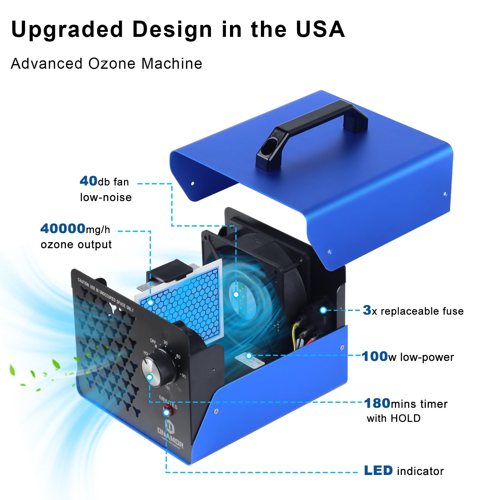 Onamor Ozone Generator 40,000Mg/H   Ozone Machine For Home, Smoke, Car, And Pet Room. (Suitable For Area Of 7,000 Square Feet)