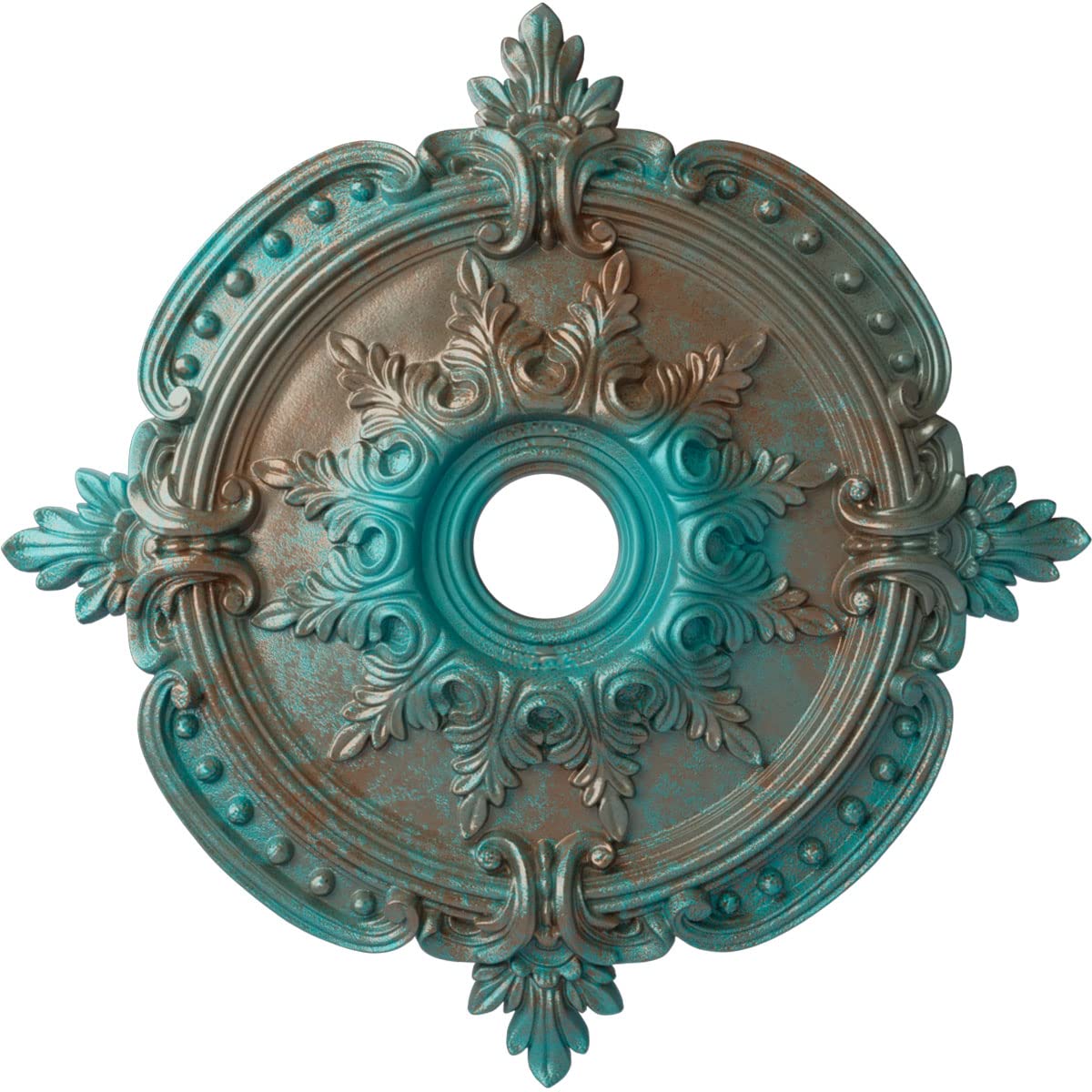 Ekena Millwork CM28BECGS Benson Classic Ceiling Medallion, 28 3/8 OD x 4 1/2 ID x 1 5/8 P, Copper Green Patina