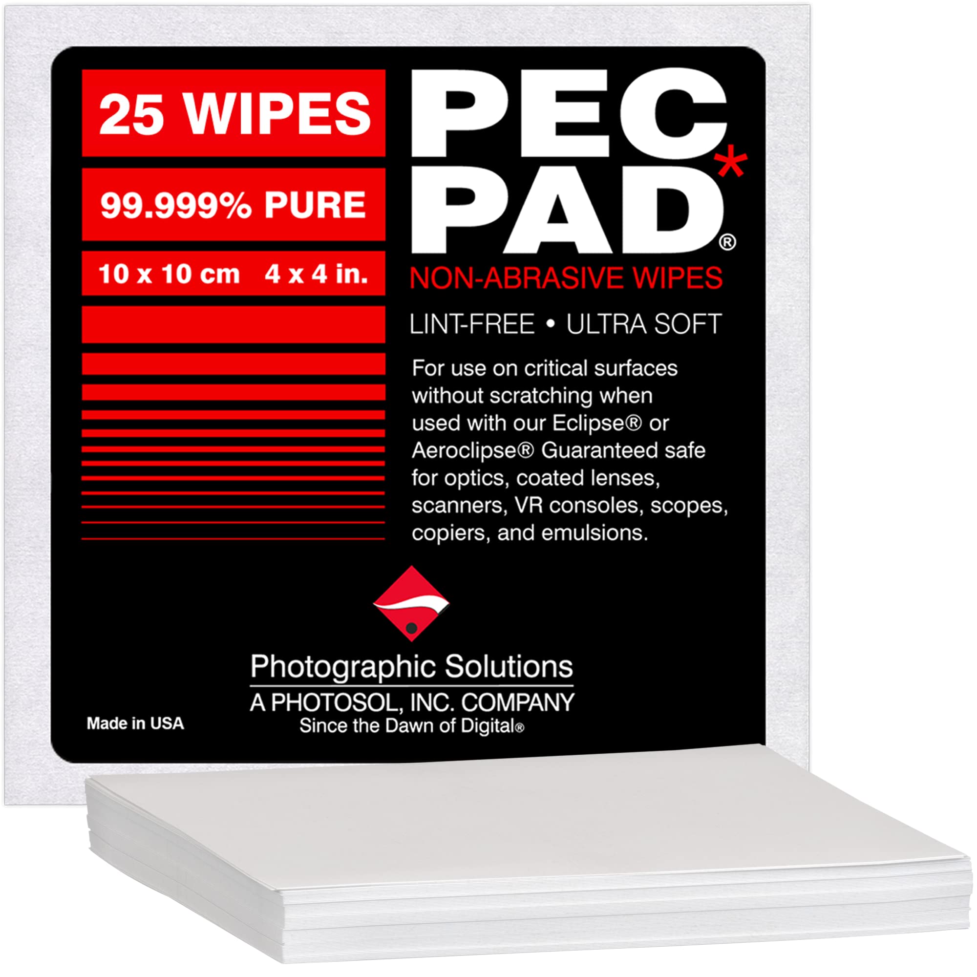 Pec Pad Lint Free Wipes Ultra Soft Cloth For Cleaning Sensitive Surfaces Like Camera, Lens, Filters, Film, Scanners, Telescopes,
