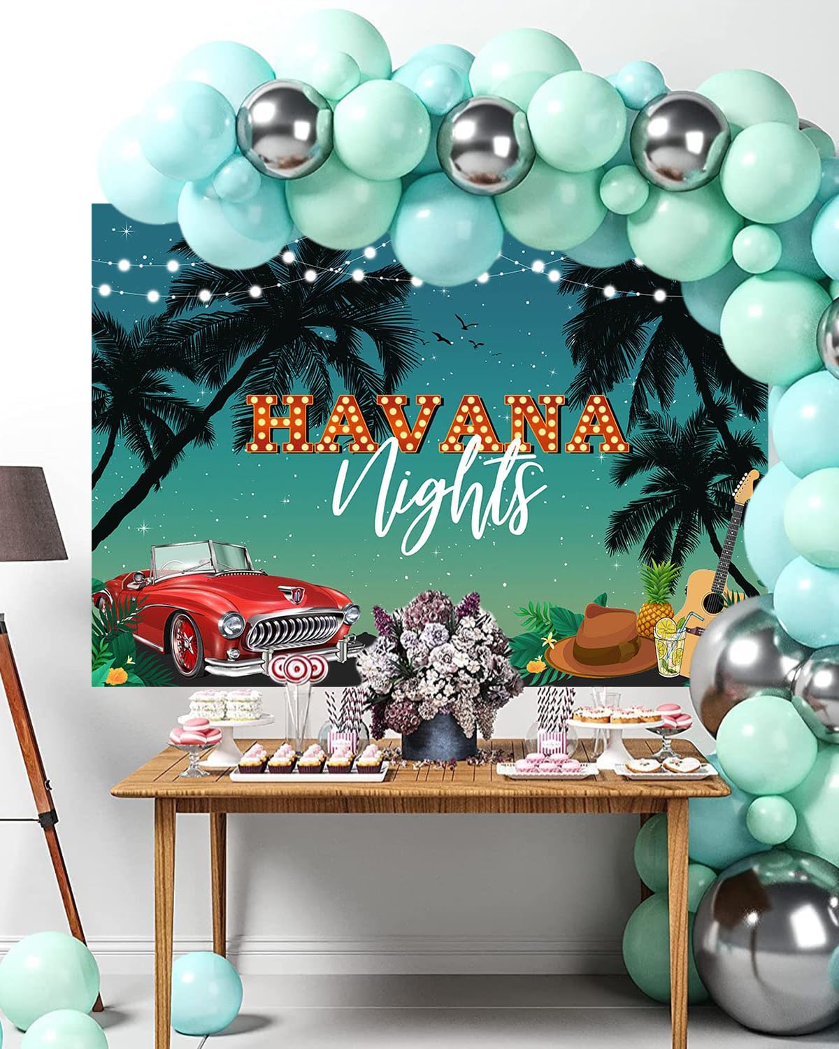 Mocsicka Havana Nights Backdrop Palm Summer Sunset Hawaiian Seaside Palm Trees Photography Background One Hot Havana Night Cuban