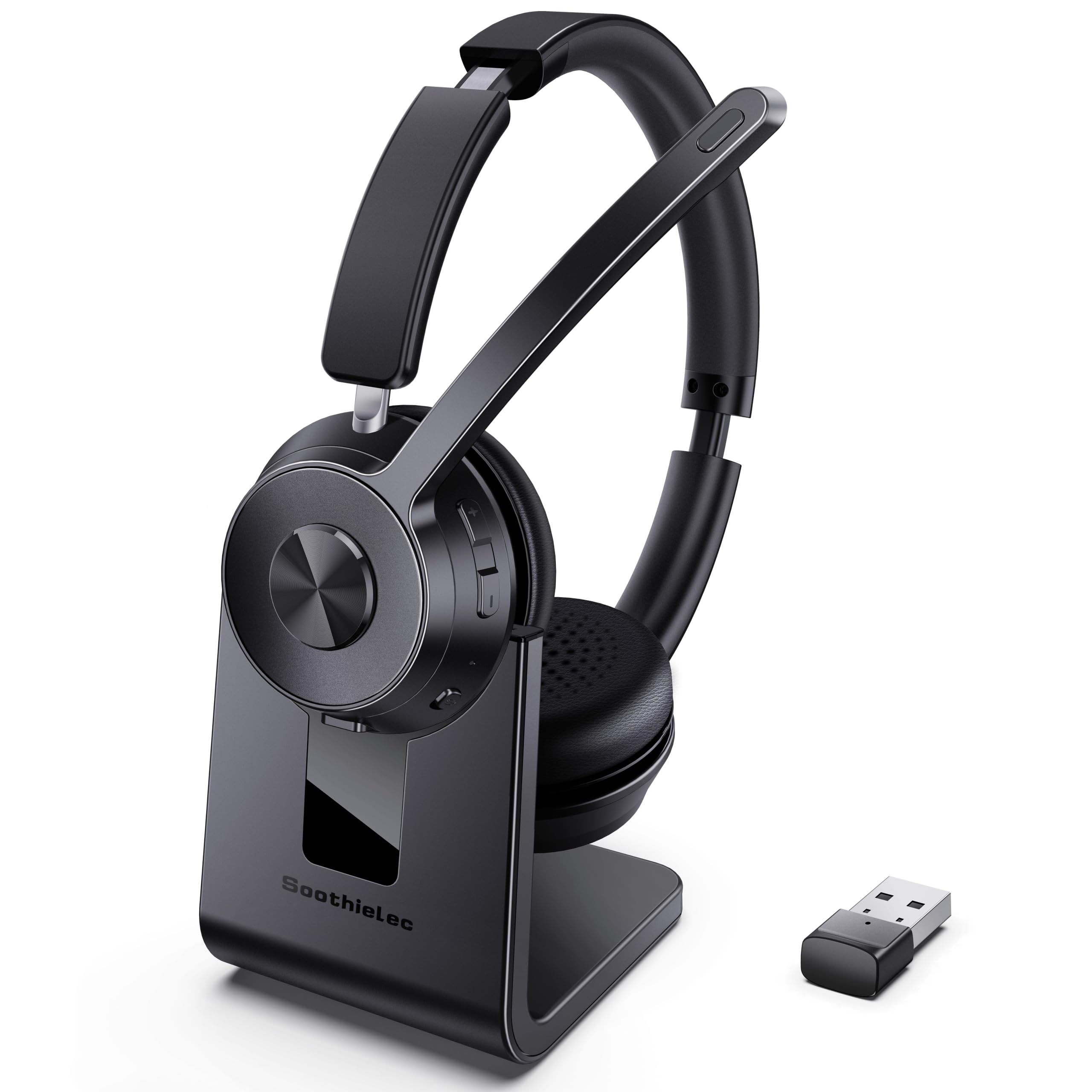 Wireless Headset with Mic for Work, Bluetooth Headset with Noise Cancelling