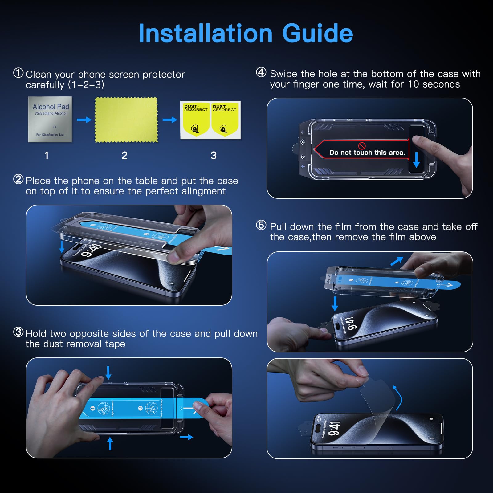 Uyiton Anti Blue Light For Iphone 15 Pro Max Screen Protector   Unbreak Glass Easy Fit Full Coverage Case Friendly Scratch Resis