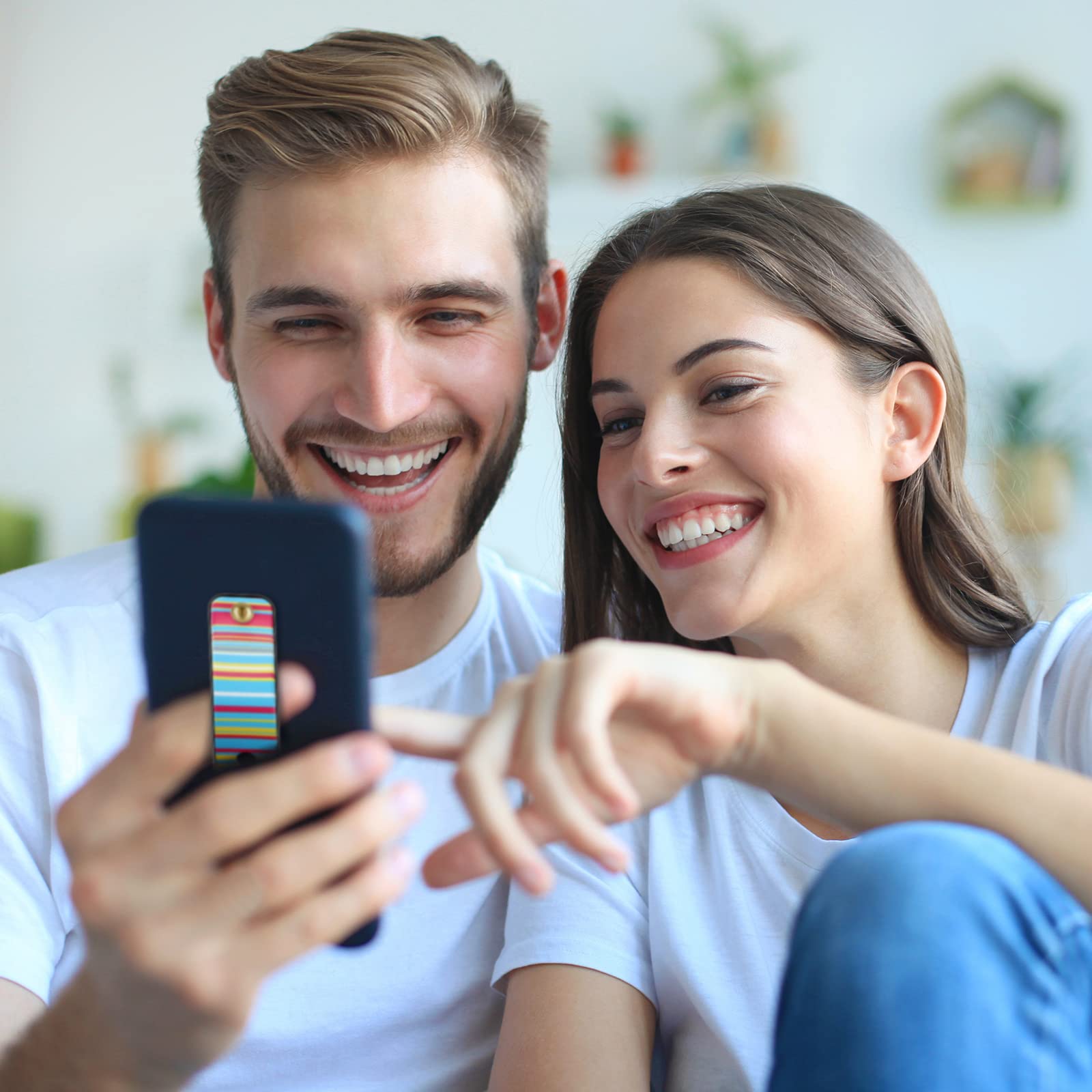 Weewooday 6 Pieces Phone Strap Grip Holder Finger Cell Phone Grip Telescopic Phone Finger Strap Stand Universal Finger Kickstand