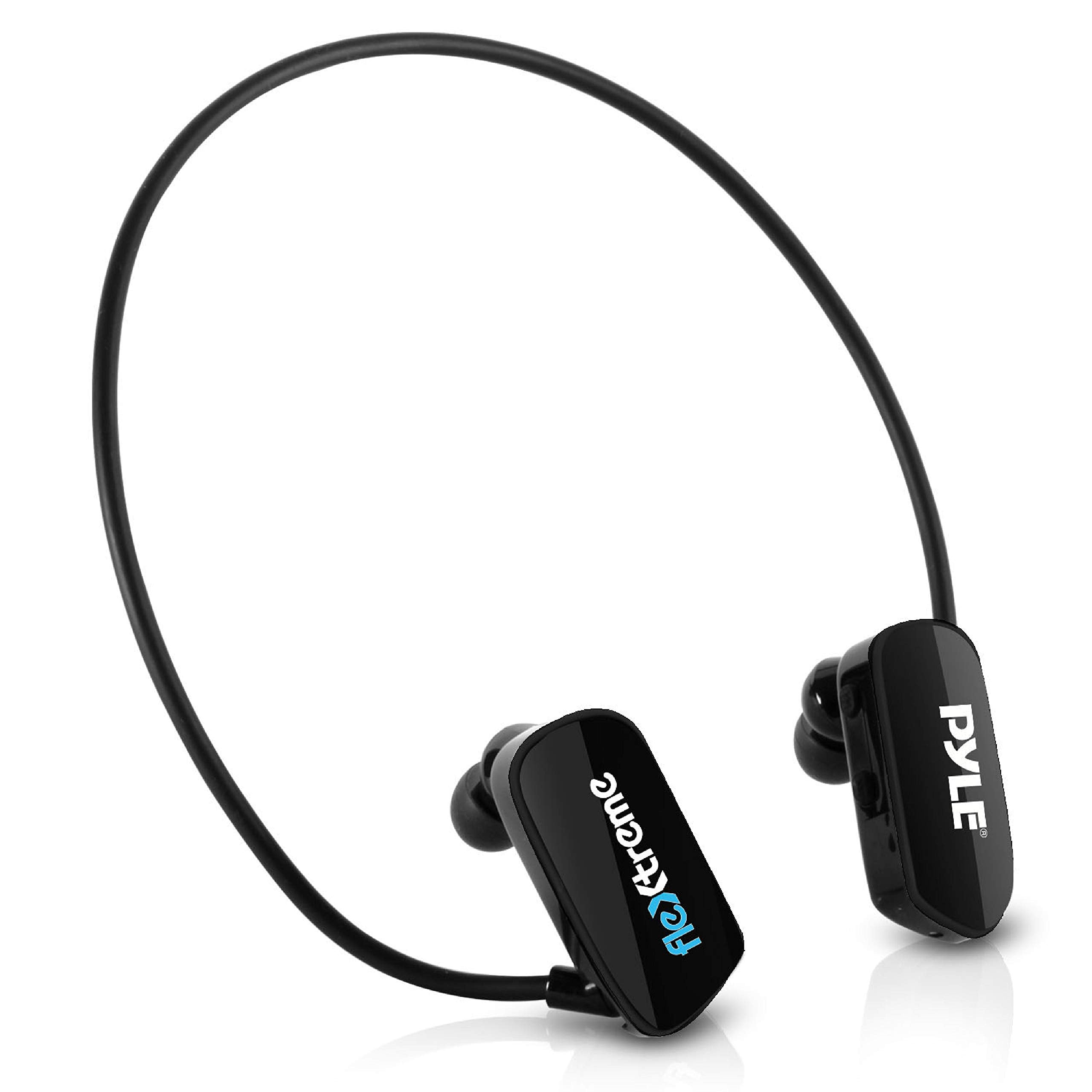 Pyle MP3 Player Bluetooth Headphone - Waterproof Swim IPX8 Flexible Wrap-Around Style Headphones Built-in Rechargeable Battery B