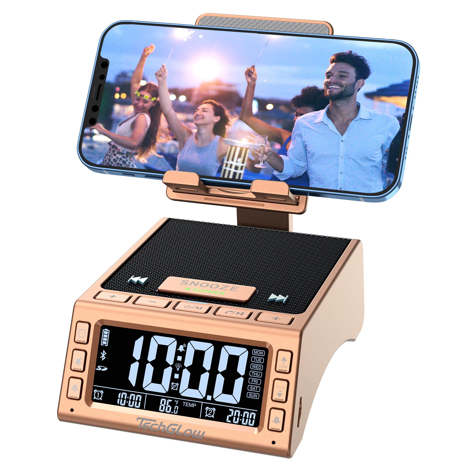 TechGlow Foldable Cellphone Stand with Bluetooth Speaker Charging Station Birthday Gifts for Men Women Mother Father Boy Girl Te