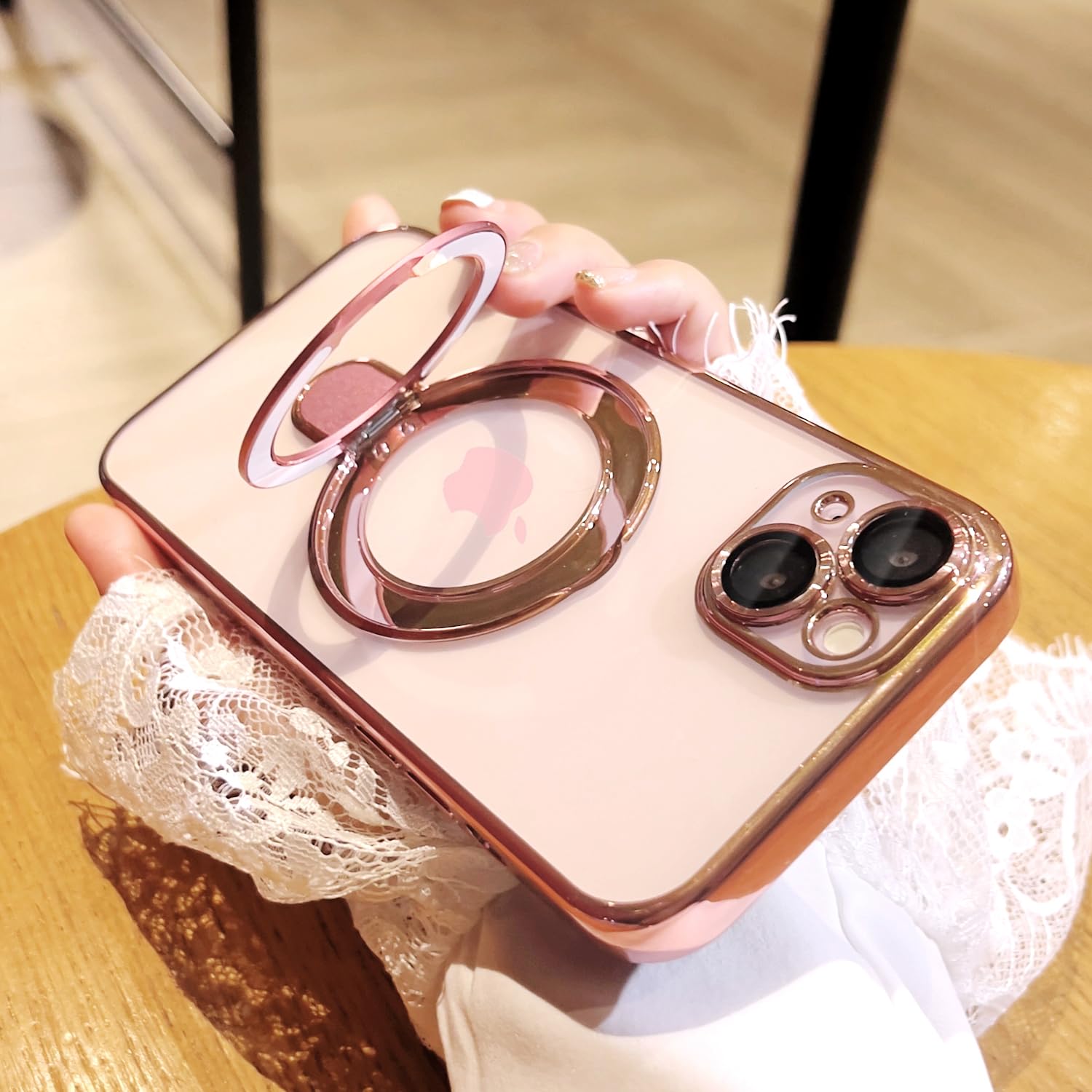 Lxk Magnetic Invisible Stand For Iphone 15 Case Compatible With Magsafe, Military Grade Protection, With Camera Lens Protector,