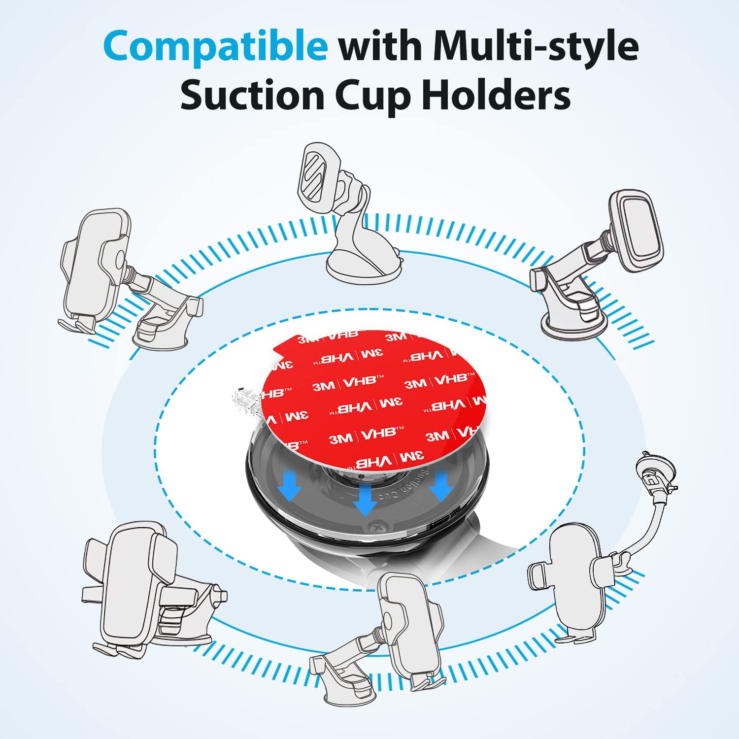 Volport Very Strong Sticky Adhesive, 2.76In/70Mm Dashboard Pad Mounting Disk Adhesive Replacement Kit, Double Sided Stickers For