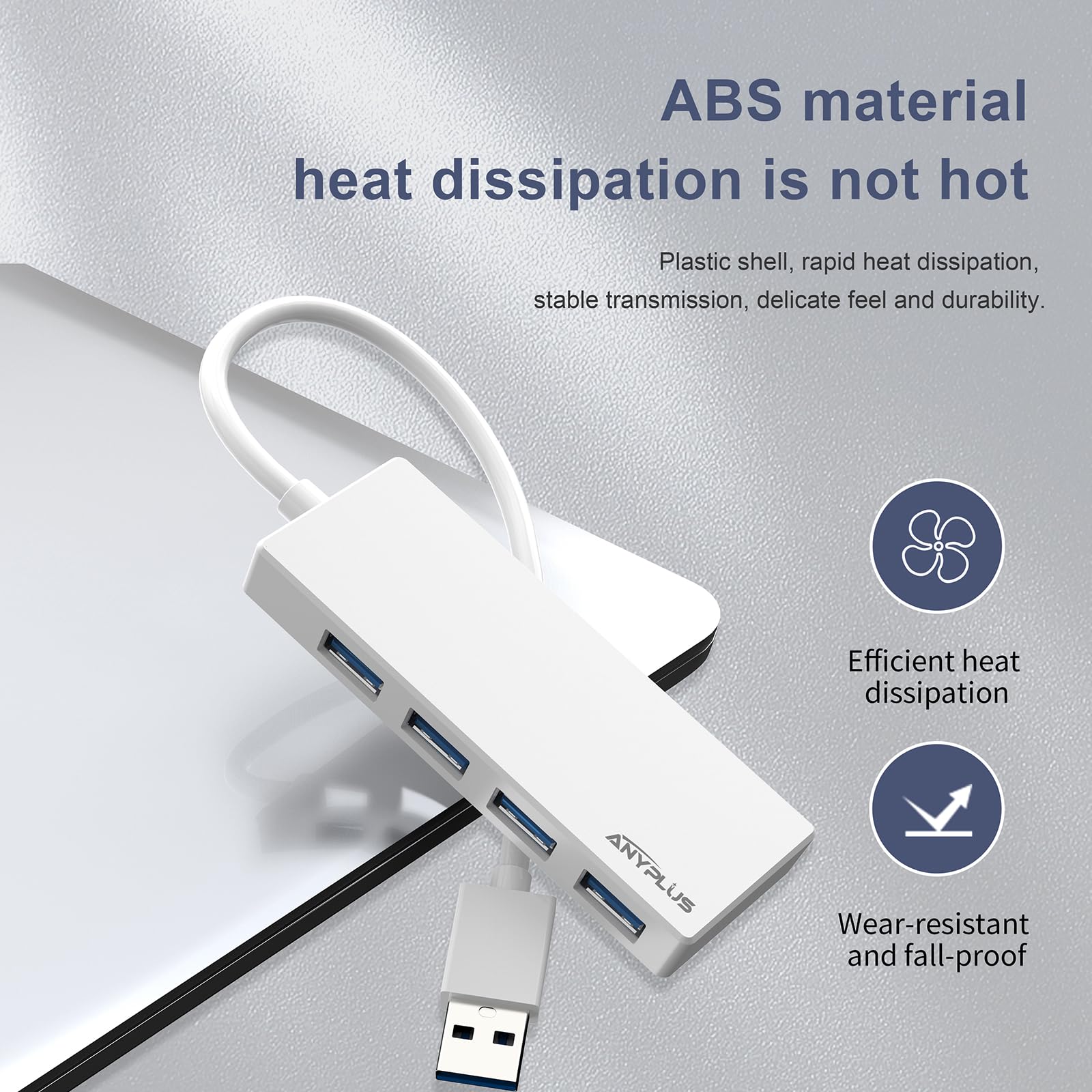 Anyplus Usb 3.0 Hub, Portable Slim Usb Hub Adapter, 0.8 Ft Multiple Usb Splitter, Usb Extender For Pc, Laptop, Imac, Surface Pro