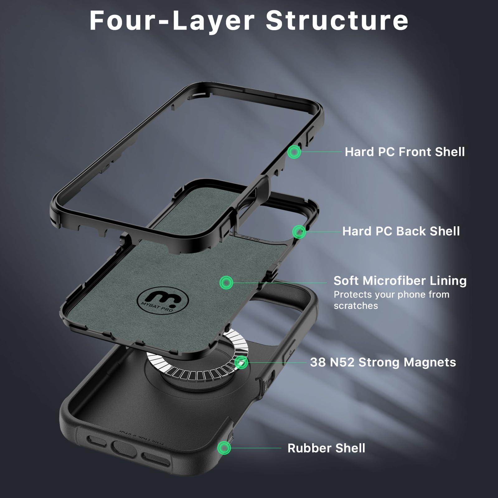 M Mybat Pro Maverick Series Iphone 16 Pro Max Case With Belt Clip Holster,[Compatible With Magsafe] W/Screen Protector,Anti Drop