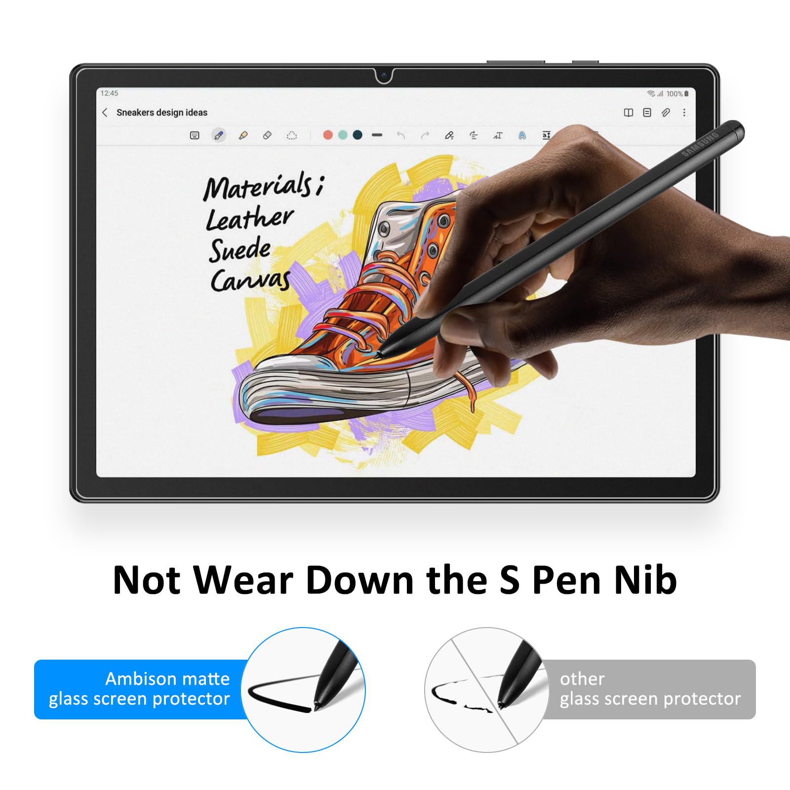 Ambison [2 Pack Matte Glass Screen Protector Compatible With Samsung Galaxy Tab A9+/S9/S9 Fe (11 Inch 2023 Released), Anti Glare