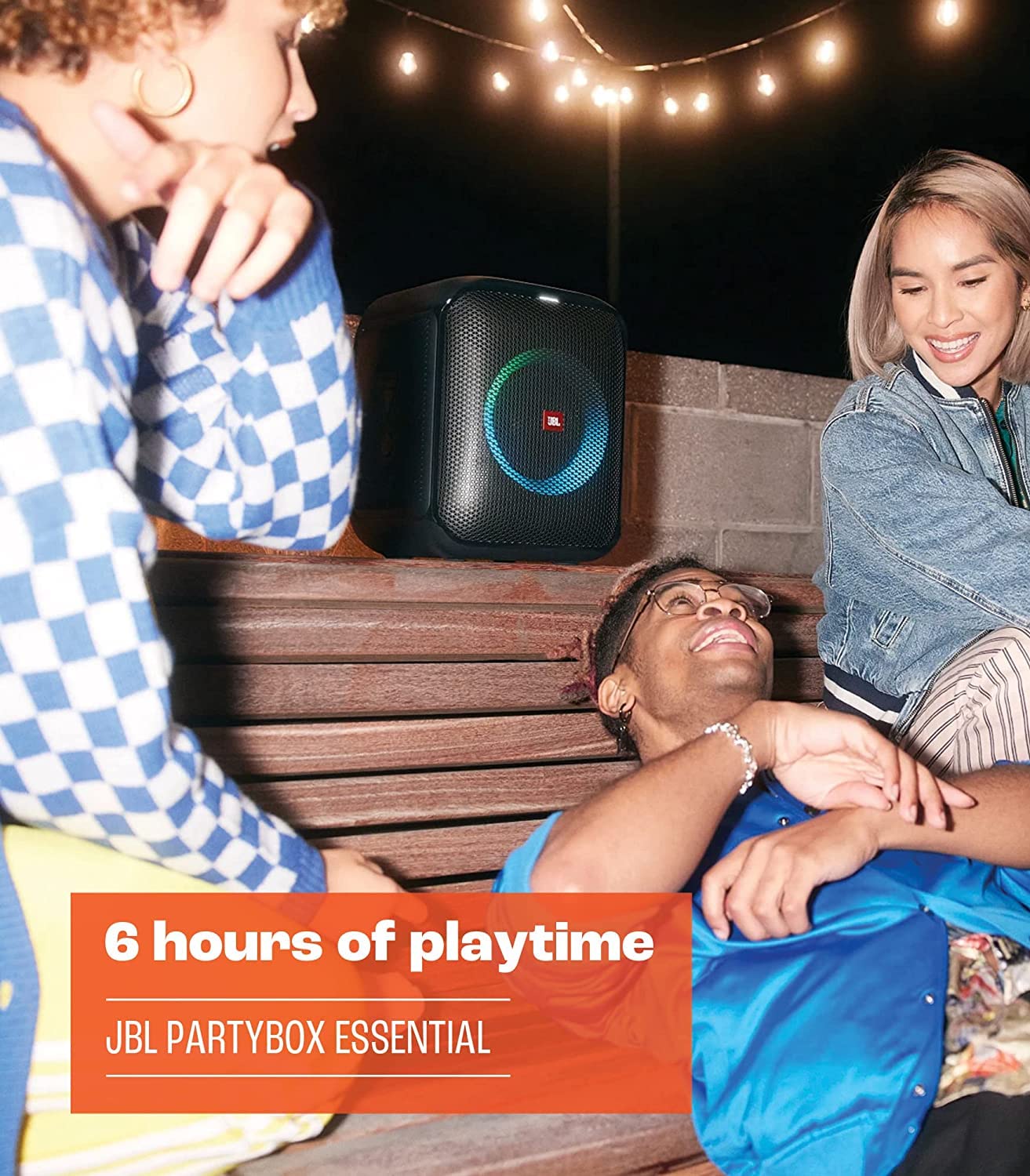 Jbl Partybox Encore Essential: 100W Sound, Built-In Dynamic Light Show, And Splash Proof Design, Black