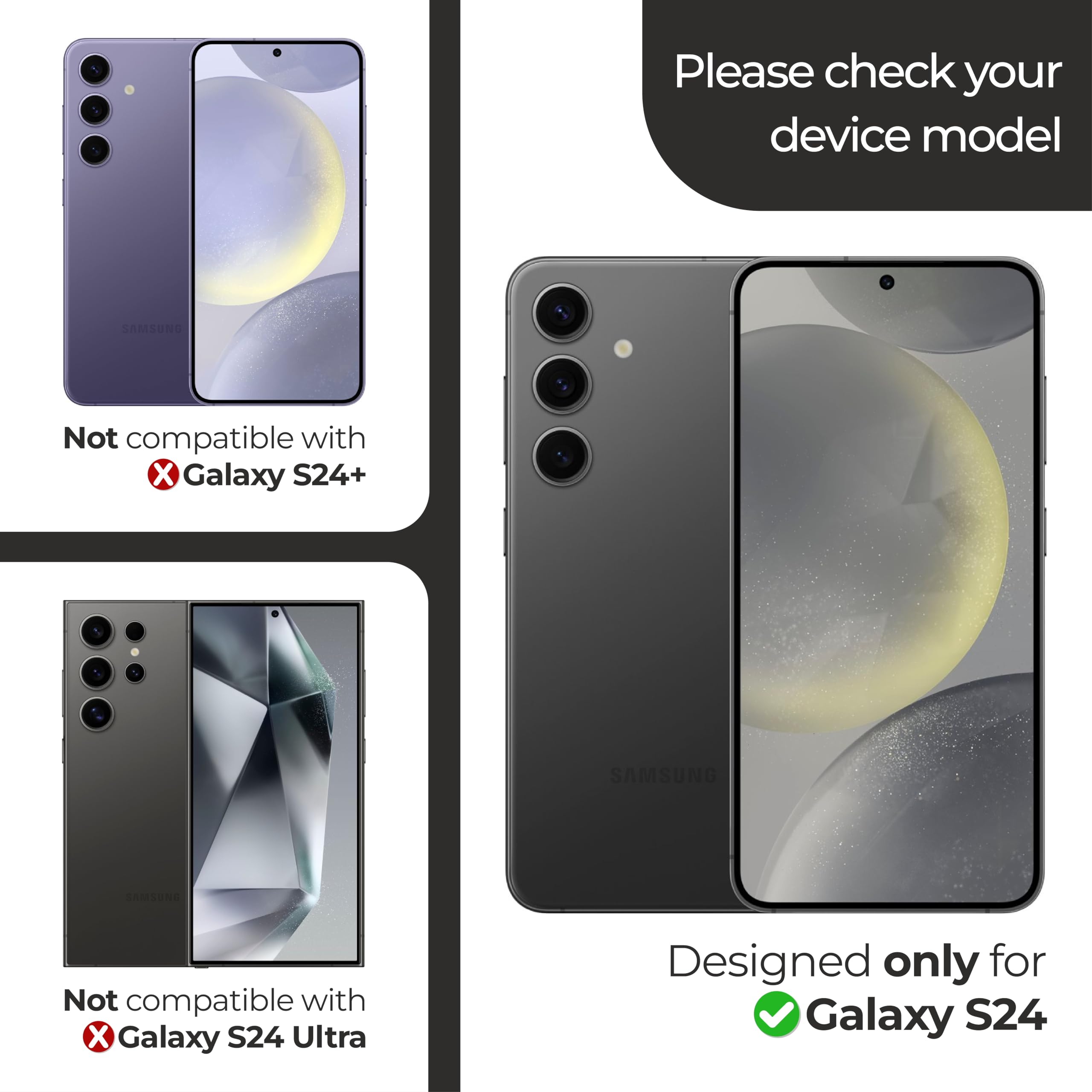 Armorsuit 2+2 Pack For Samsung Galaxy S24 (6.2'') Tempered Glass Screen Protector + Lens Protector Case Friendly 9H Militaryshie