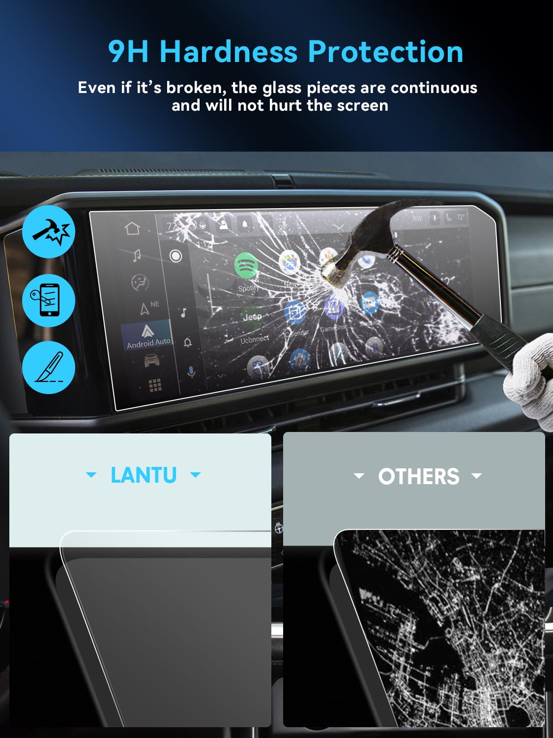 Lantu For 2Pcs 2024 Wrangler Jl&2024 Gladiator Accessories For 2024 Upgraded Wrangler Jl/2024 Gladiator Rubicon Nano Navigation