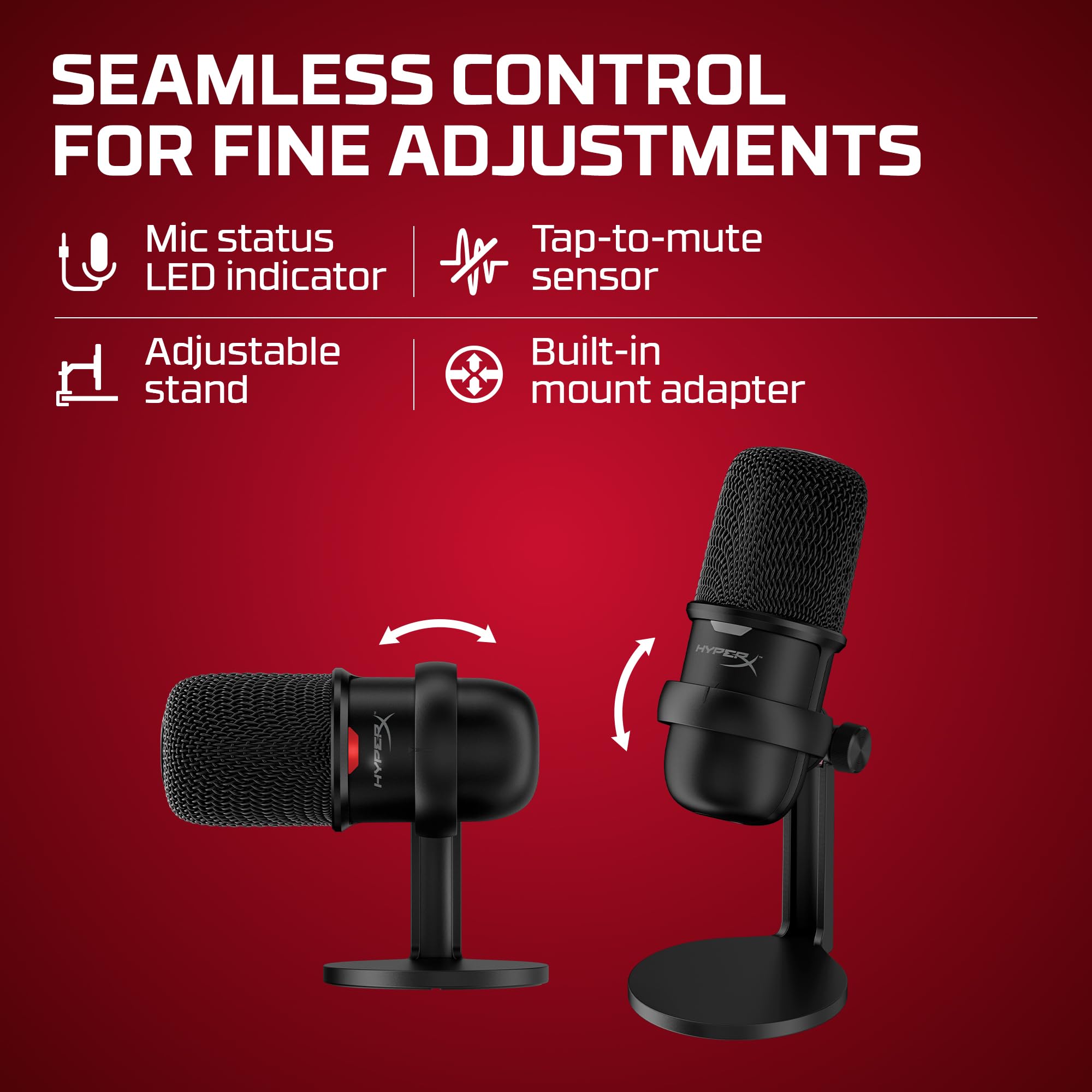 Hyperx Solocast - Usb Condenser Gaming Microphone, For Pc, Ps4, Ps5 And Mac, Tap-To-Mute Sensor, Cardioid Polar Pattern, Great F