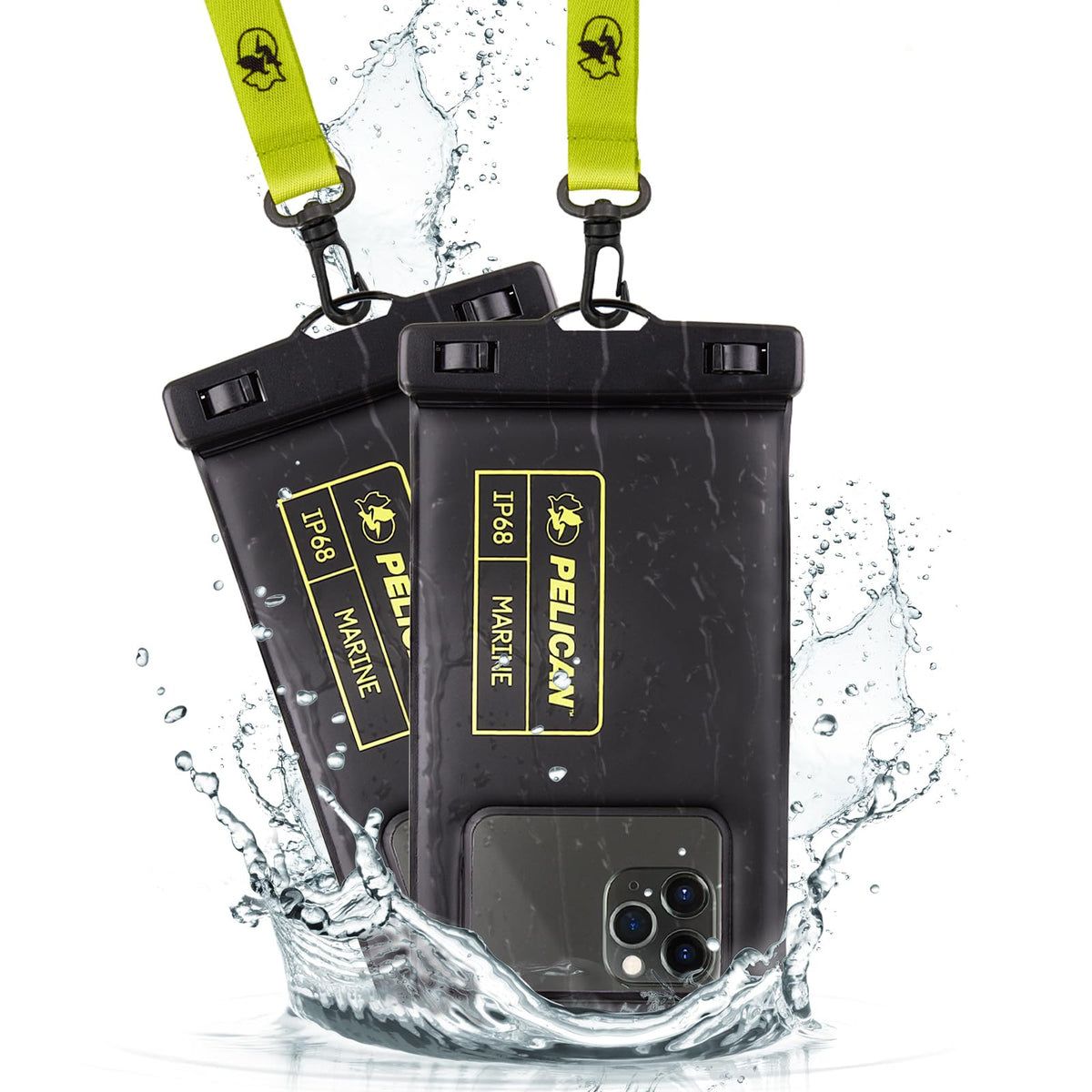 Pelican 2 Pack Marine   Ip68 Waterproof Phone Pouch (Regular Size) Floating Waterproof Phone Case For Iphone 16 Pro Max/Iphone 1