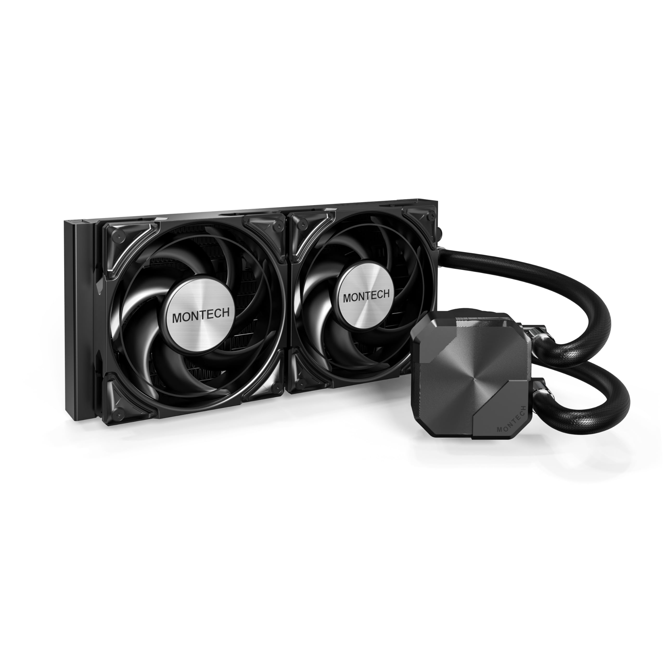 MONTECH HyperFlow Silent 240 Black - Ultra-Quiet AIO Liquid CPU Cooler, 3100RPM Pump, Triple Silent Fans, High-Efficiency Radiat