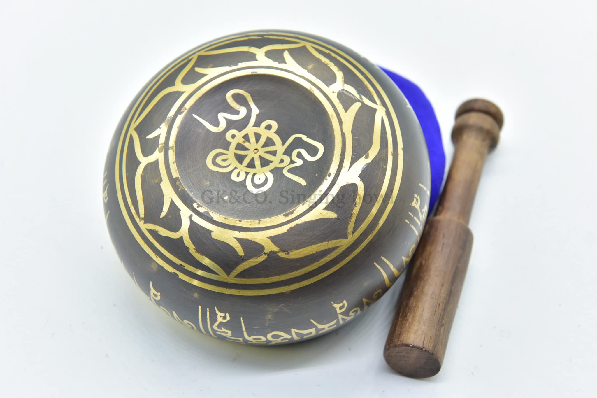 3.75'' Tibetan Meditation Yoga Singing Bowl Black Set With Free Wooden Mallet And Silk Cushion From Nepal, Singing Bowls.