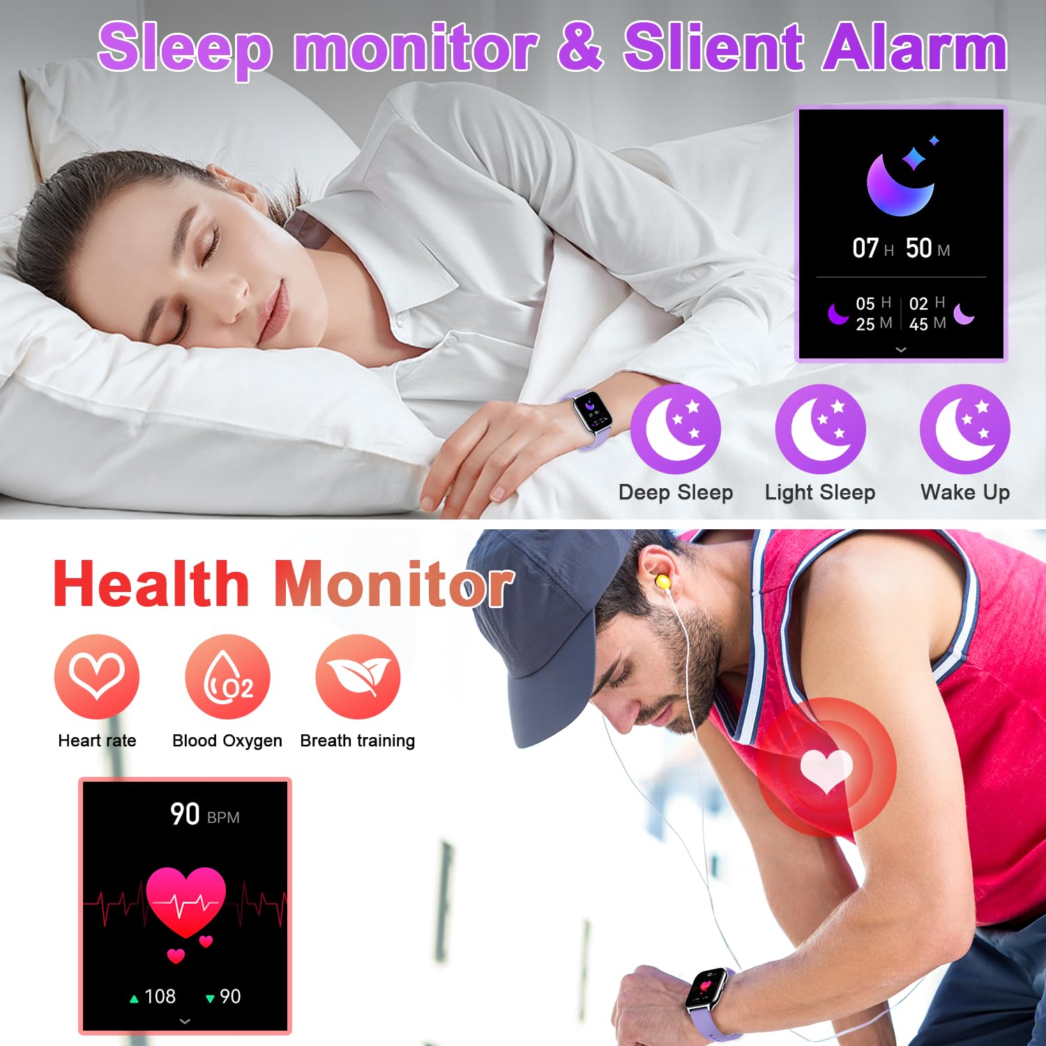 Smart Watch For Men Women Fitness: (Make/Answer Call) Bluetooth Smartwatch For Android Phones Iphone Outdoor Waterproof Digital