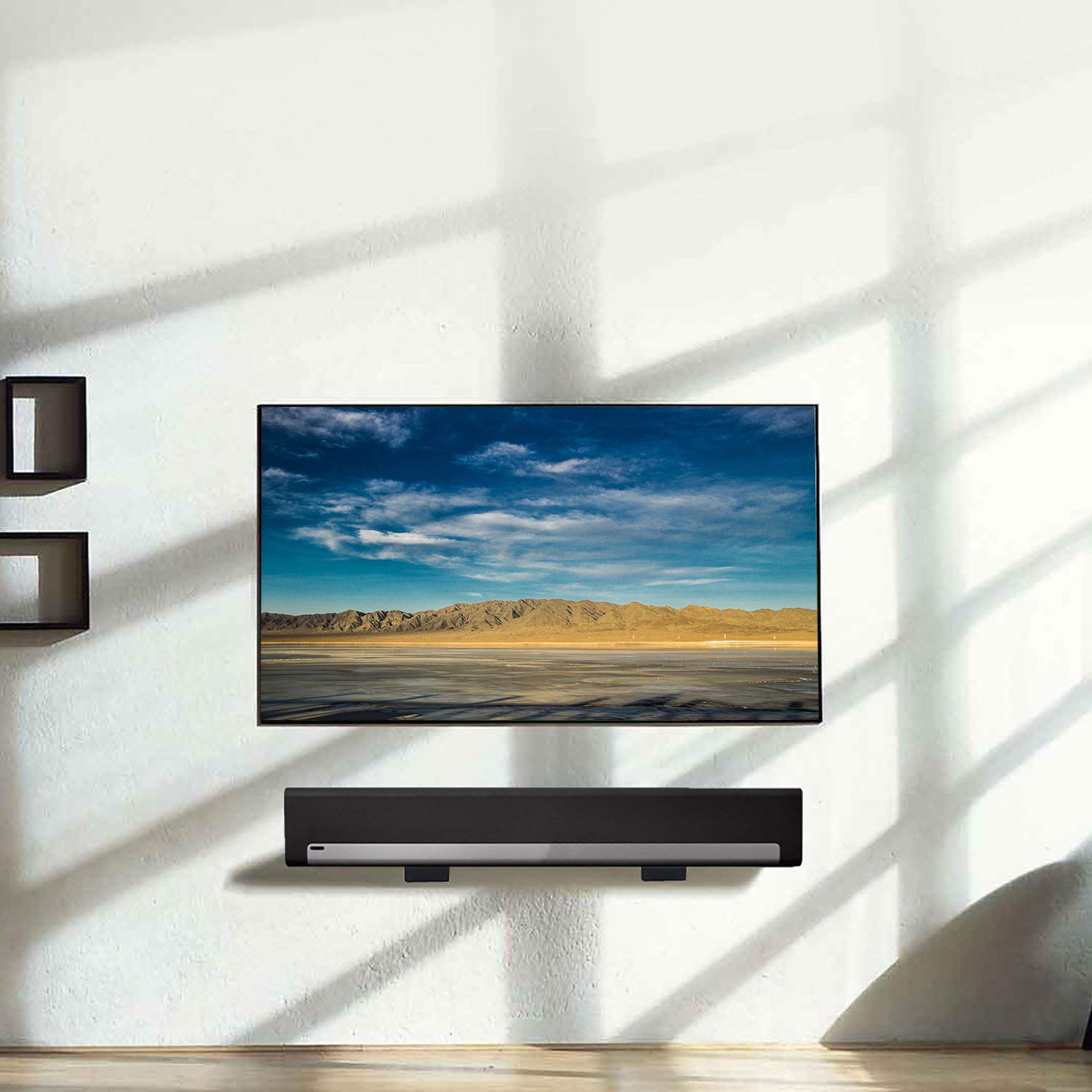 Wali Center Channel Speaker Wall Mount, Universal Soundbar Wall Mount Bracket Hold Up To 30 Lbs, Arms Extend Adjustment From 7 T