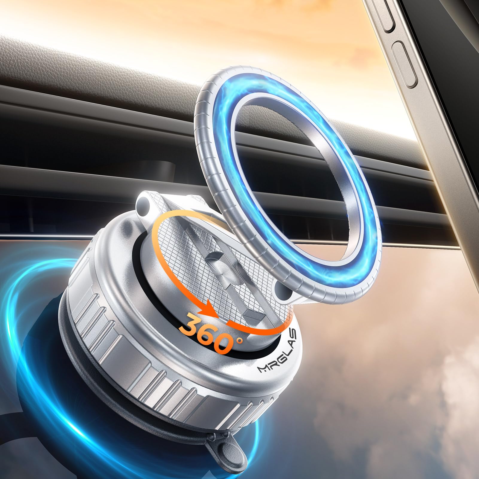 2025 Upgraded 360 Rotation Vacuum Magnetic Phone Holder Stand,For Magsafe Suction Cup Phone Mount [89+Lbs Strongest Suction & Ma