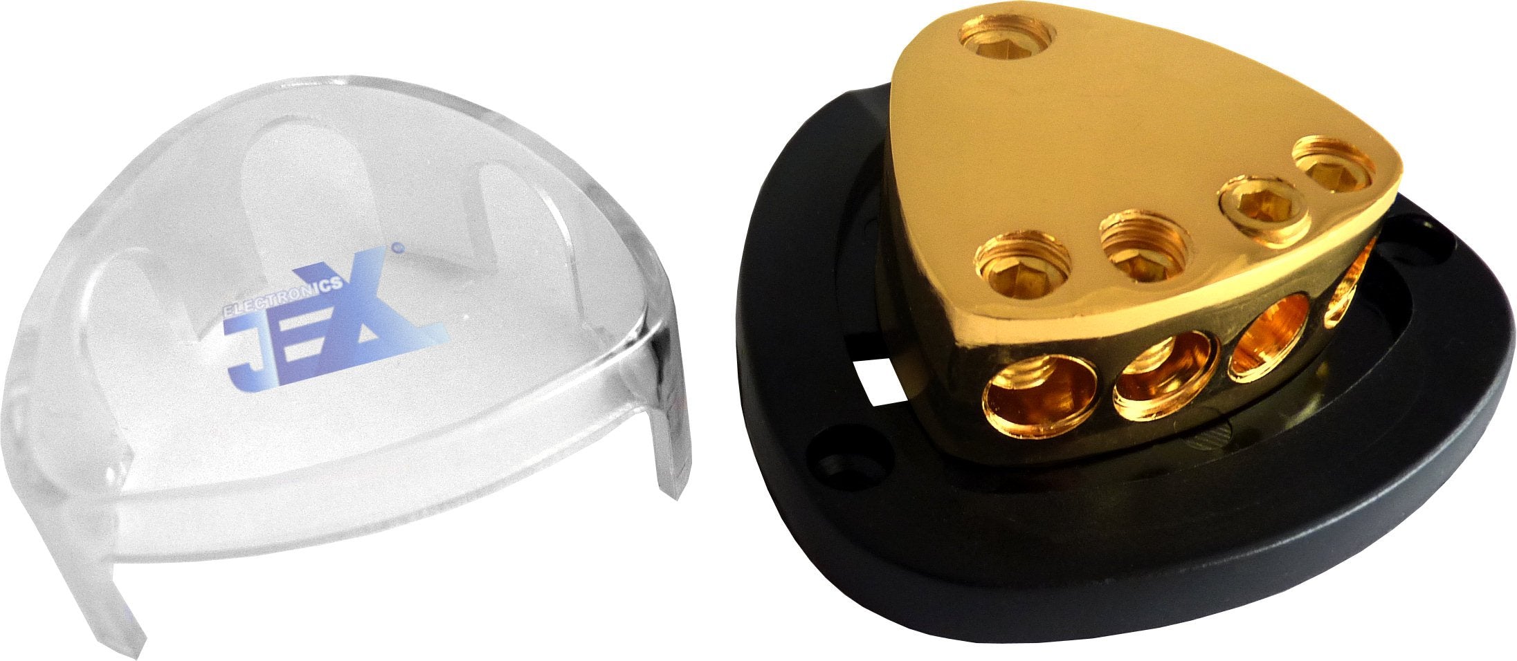 Jex Electronics 4 Way Car Audio Stereo Amp Power/Ground Cable Splitter Distribution Block 2Ga