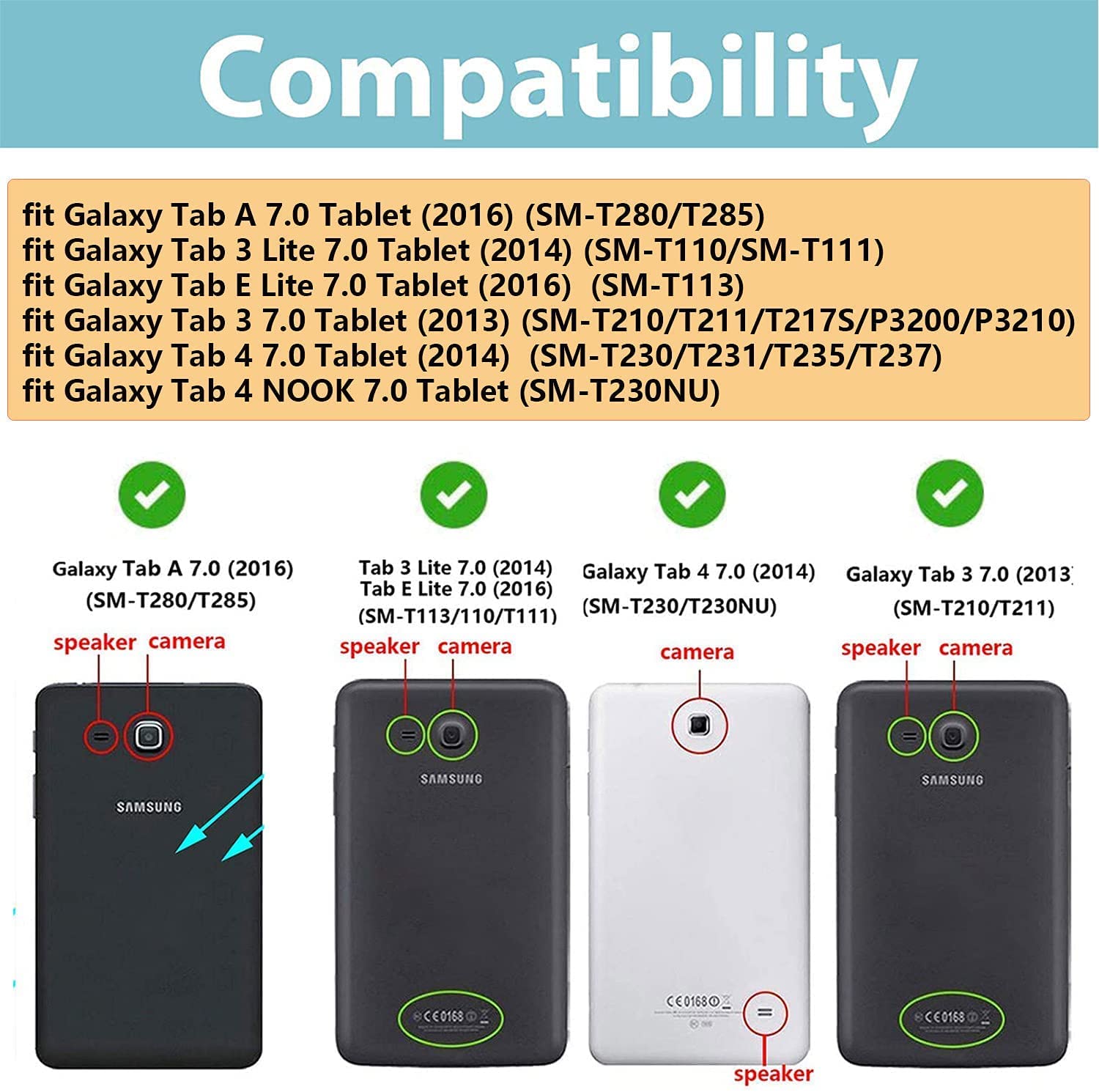 Uucovers 7'' Tablet Kids Case For Samsung Galaxy Tab A 7.0 (Sm T280/T285),Tab 4 7.0/Tab 3 7.0 (Sm T230/T210/P3200),Tab E/Tab 3 L