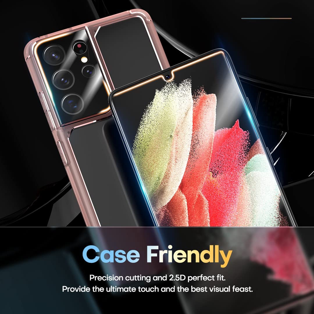 2+2 Pack] Tauri Compatible With Samsung Galaxy S21 Ultra 5G 68   Inch, 2 Pack Flexible Tpu Screen Protector + 2 Pack Camera Lens
